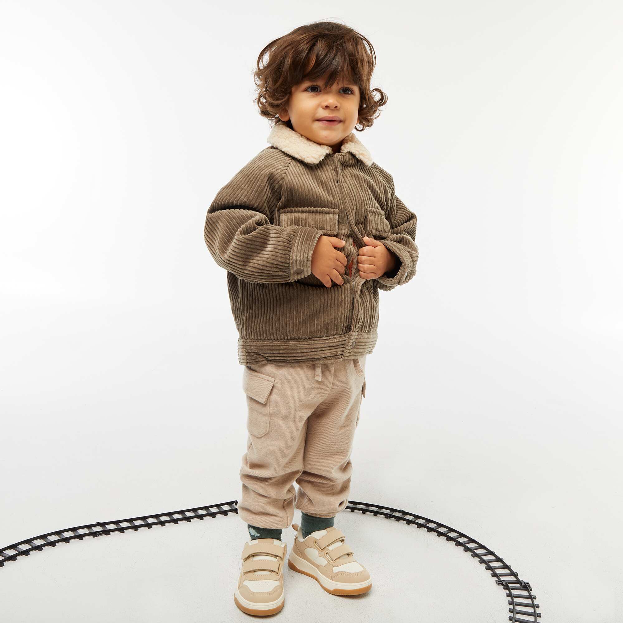 Plain Cotton Rib Joggers BEIGE