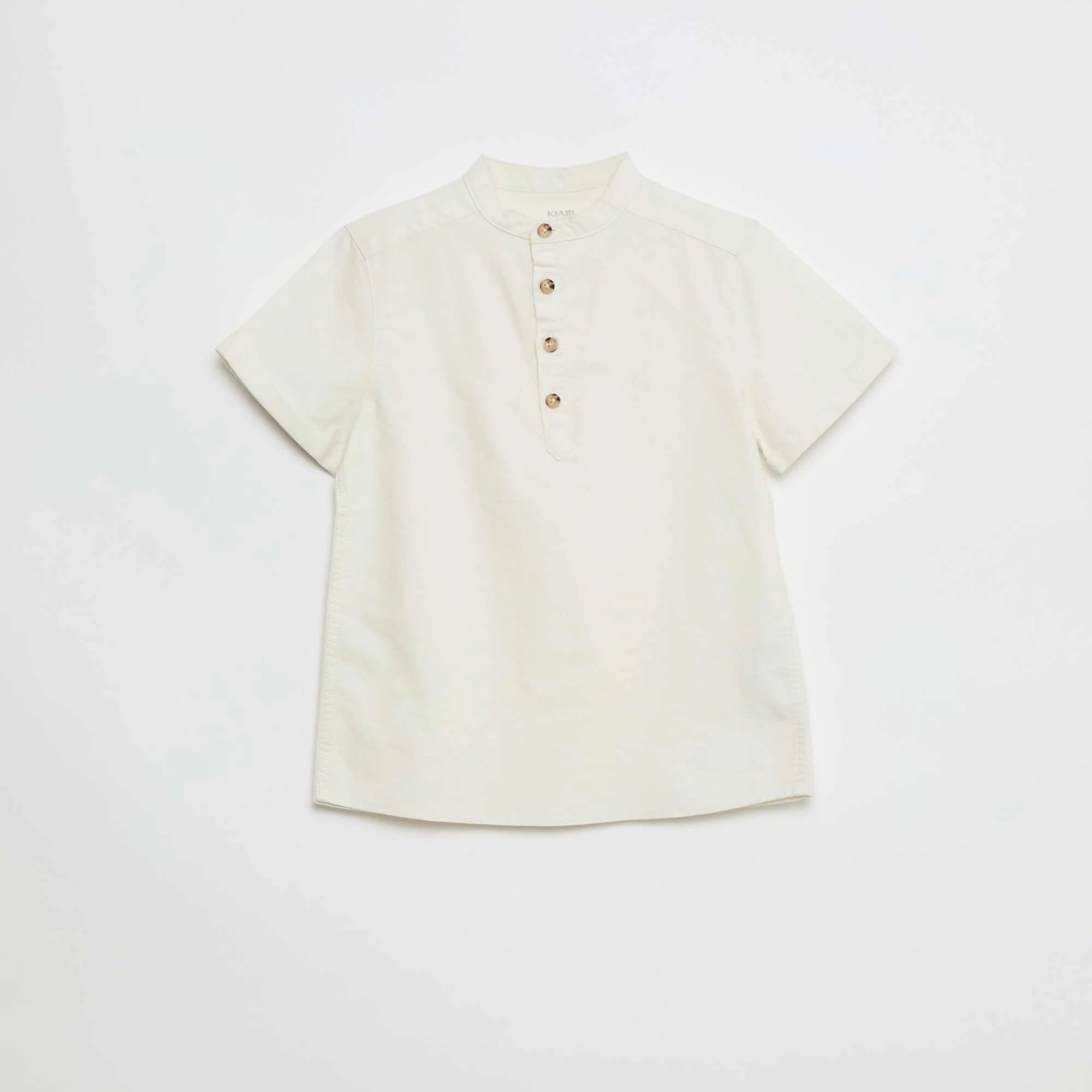 Plain Cotton Short-Sleeve Shirt WHITE