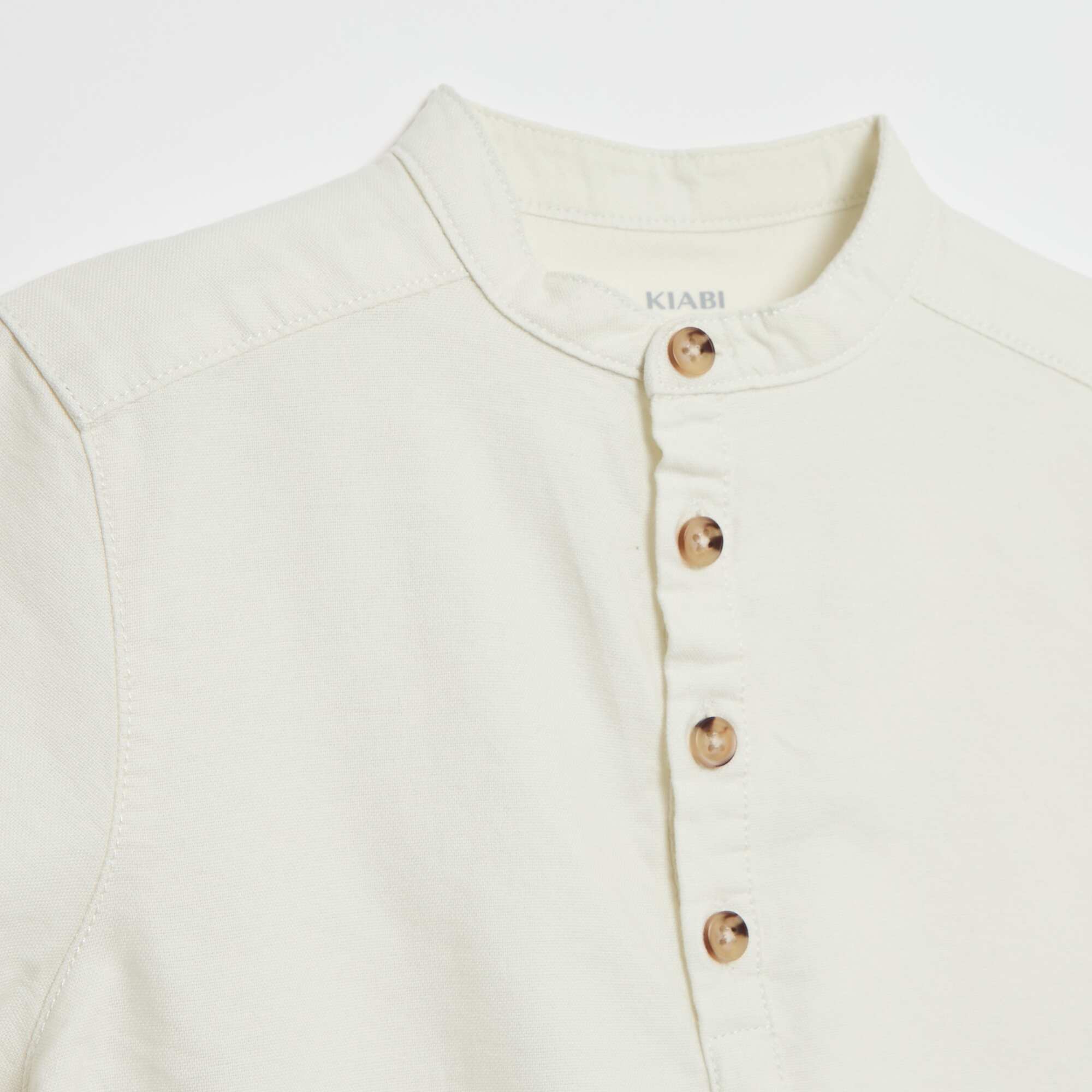 Plain Cotton Short-Sleeve Shirt WHITE - Image 2