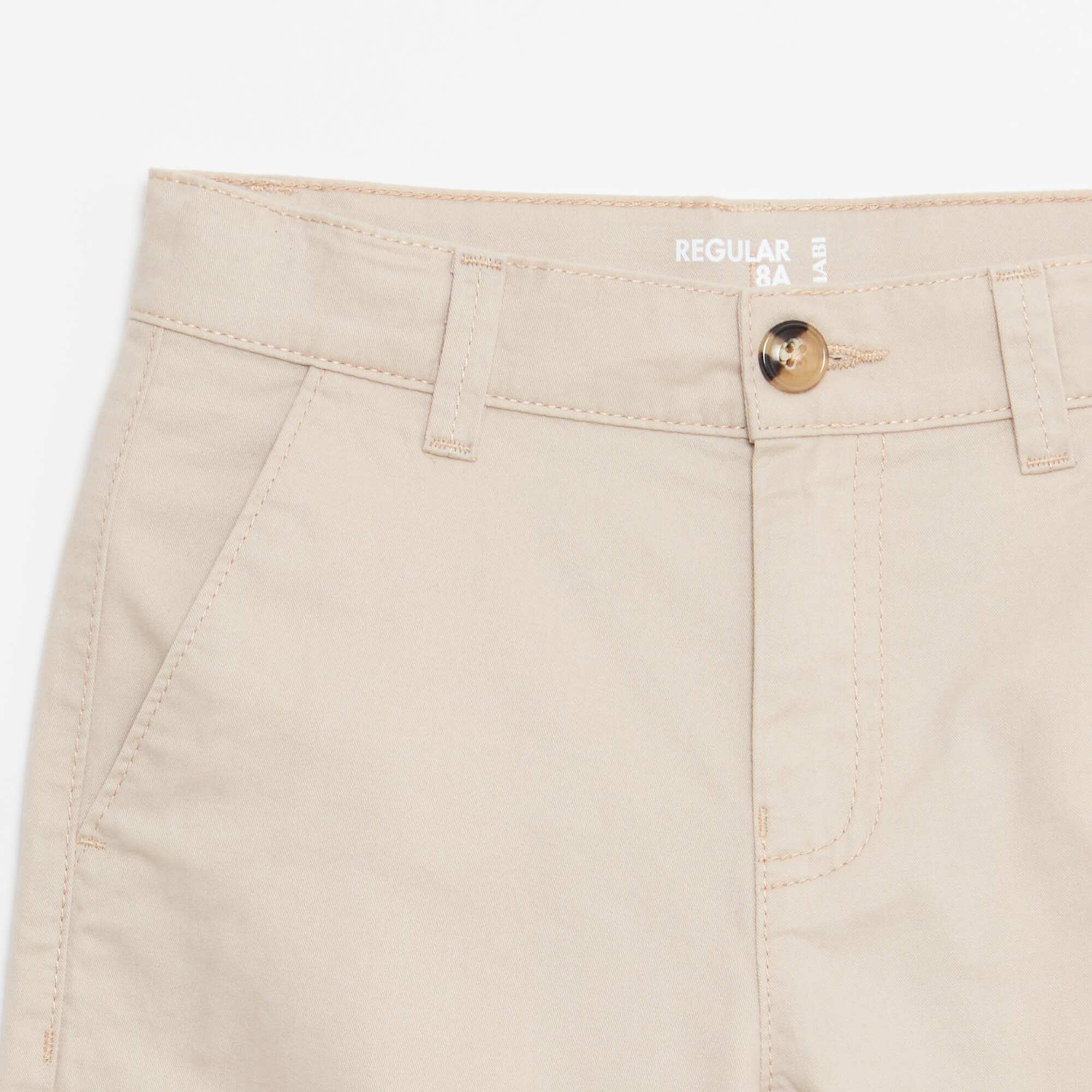 Plain Cotton Twill Bermuda Shorts BEIGE - Image 3