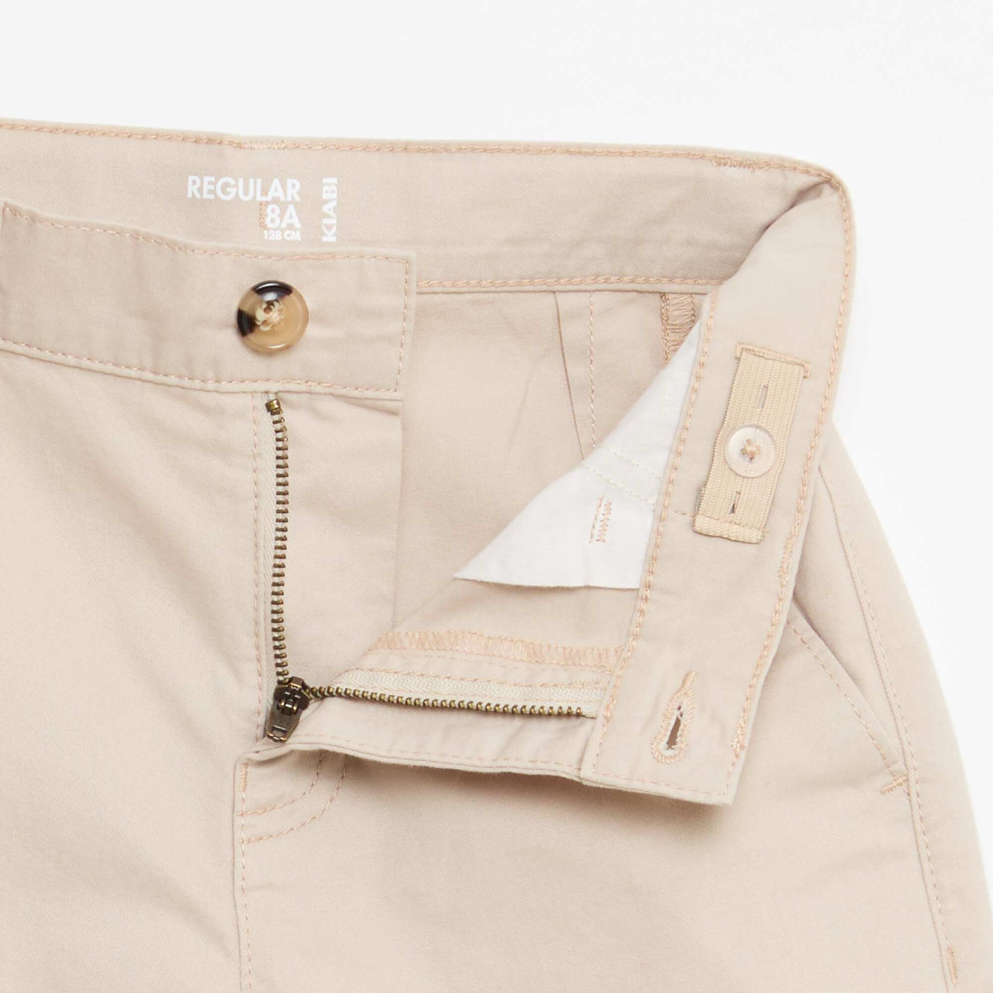Plain Cotton Twill Bermuda Shorts BEIGE - Image 4