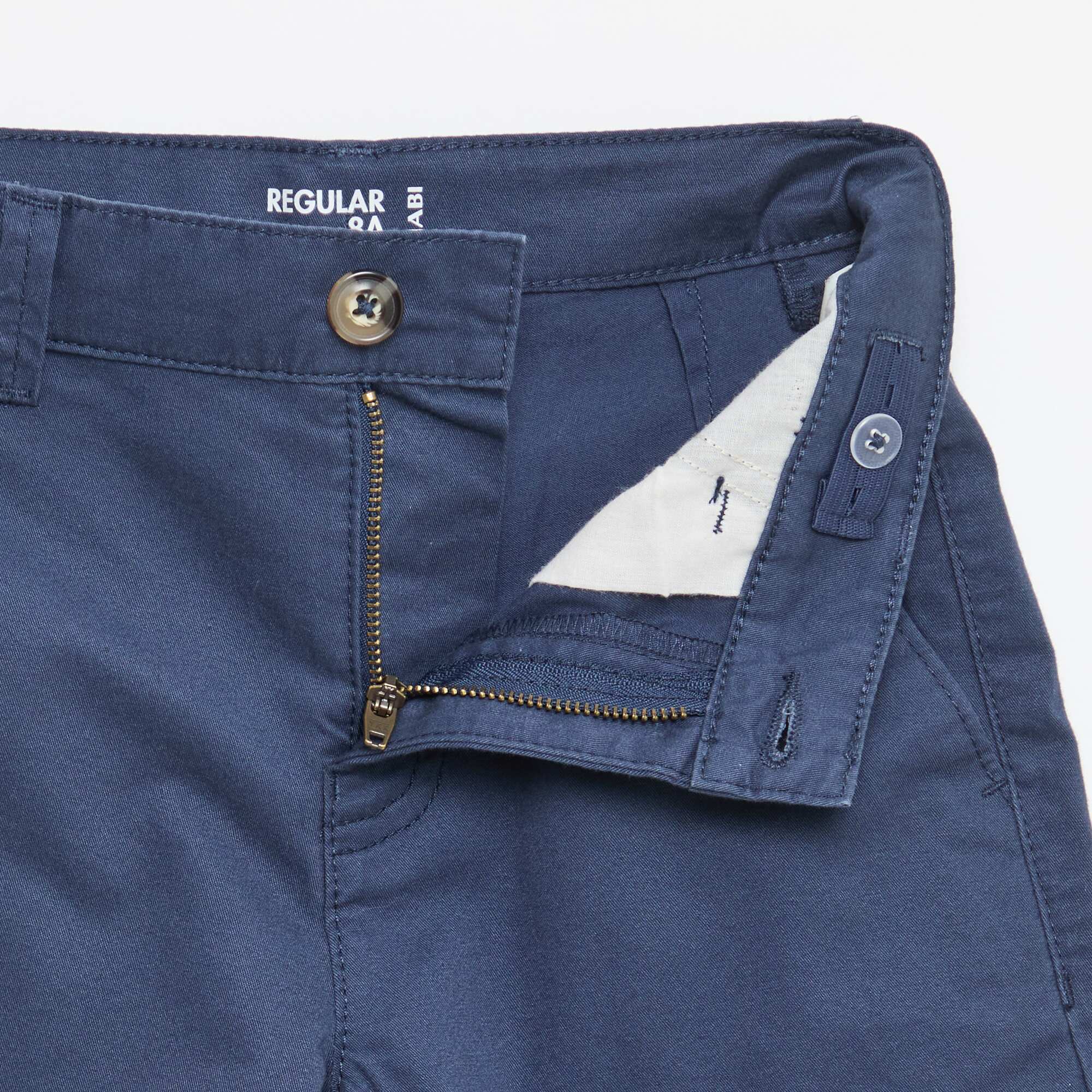 Plain Cotton Twill Bermuda Shorts BLUE - Image 3