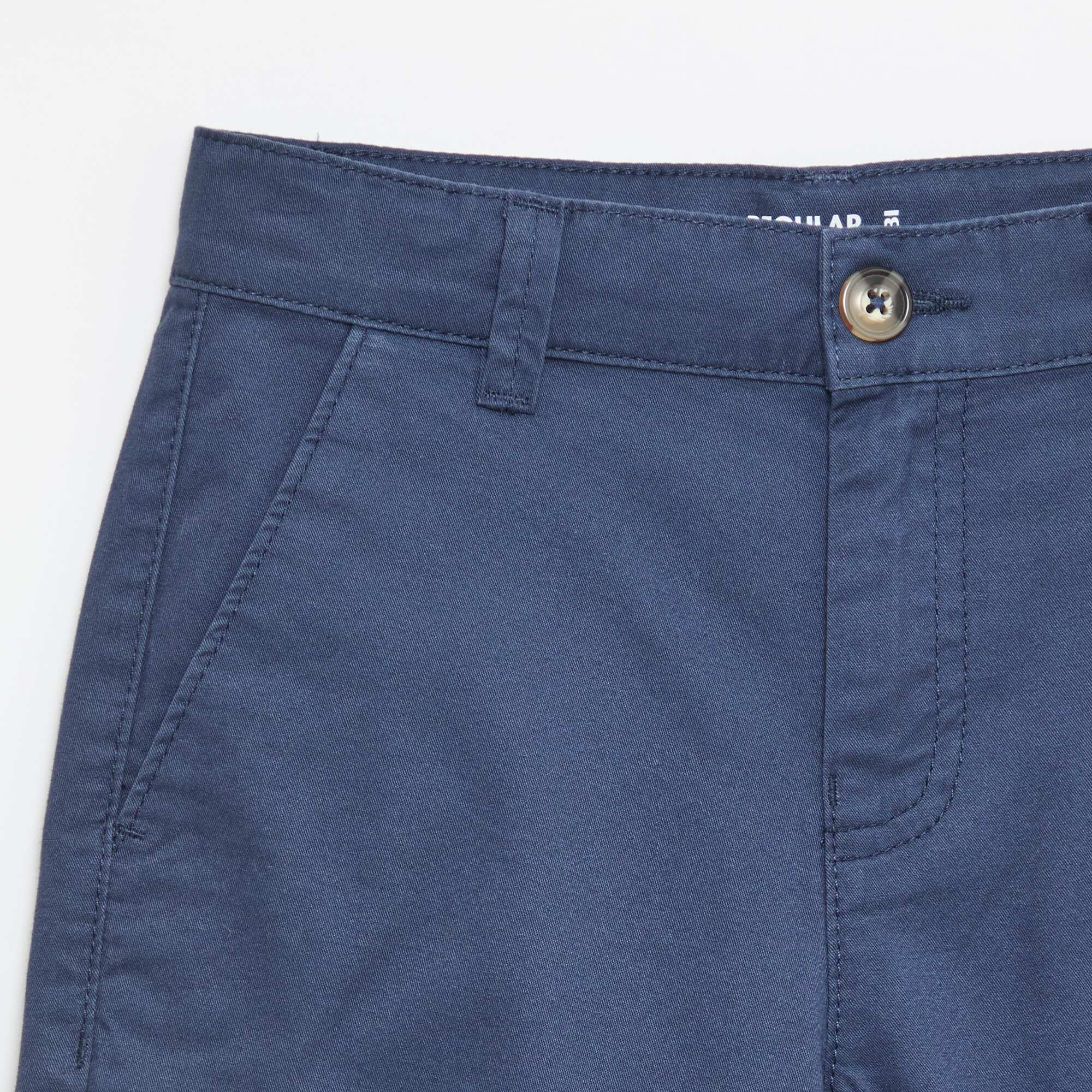 Plain Cotton Twill Bermuda Shorts BLUE - Image 4