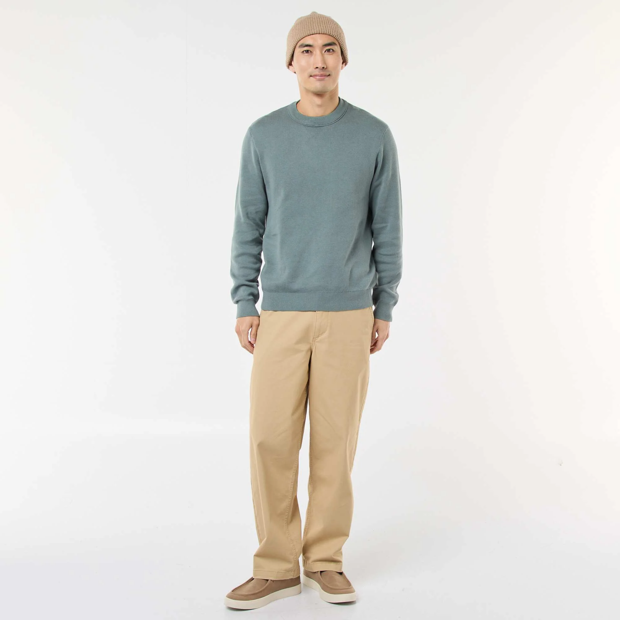 Plain Crew Neck Sweater BLUE - Image 2