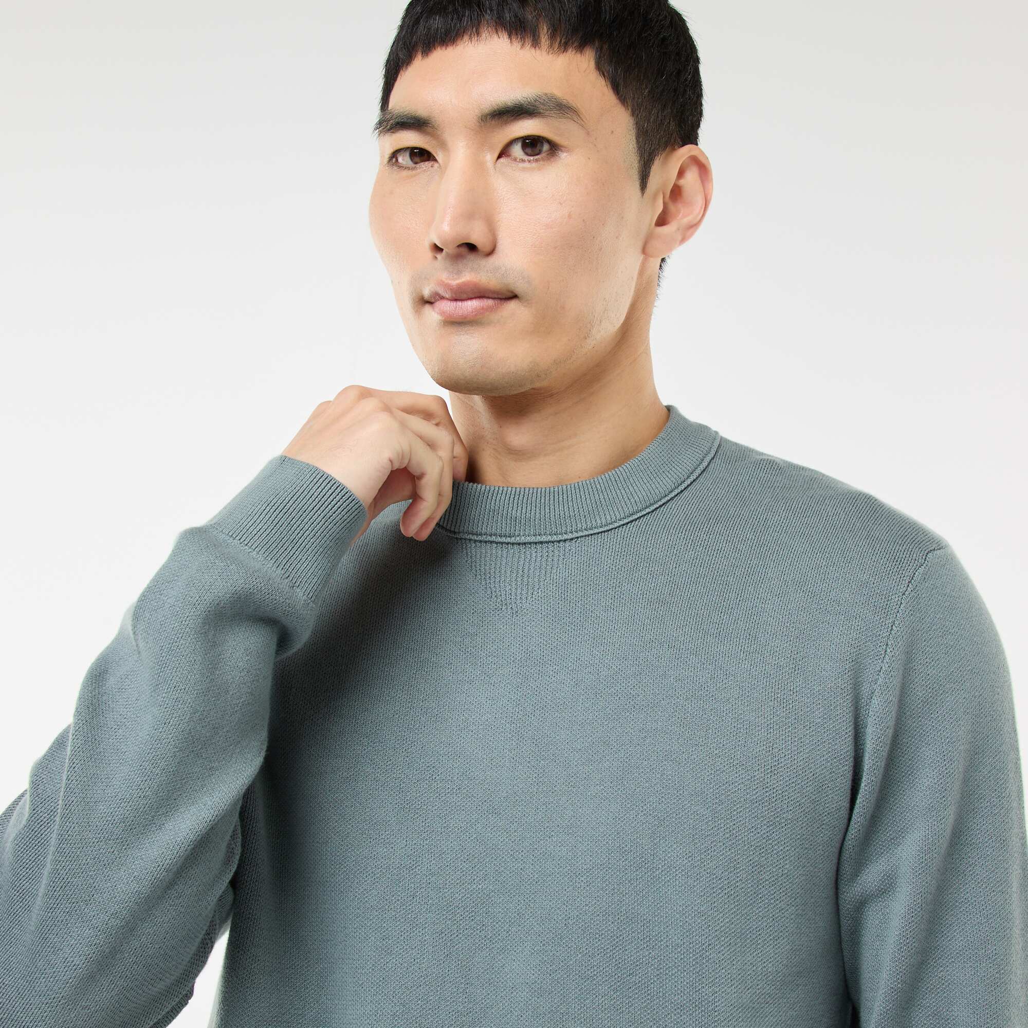 Plain Crew Neck Sweater BLUE - Image 4