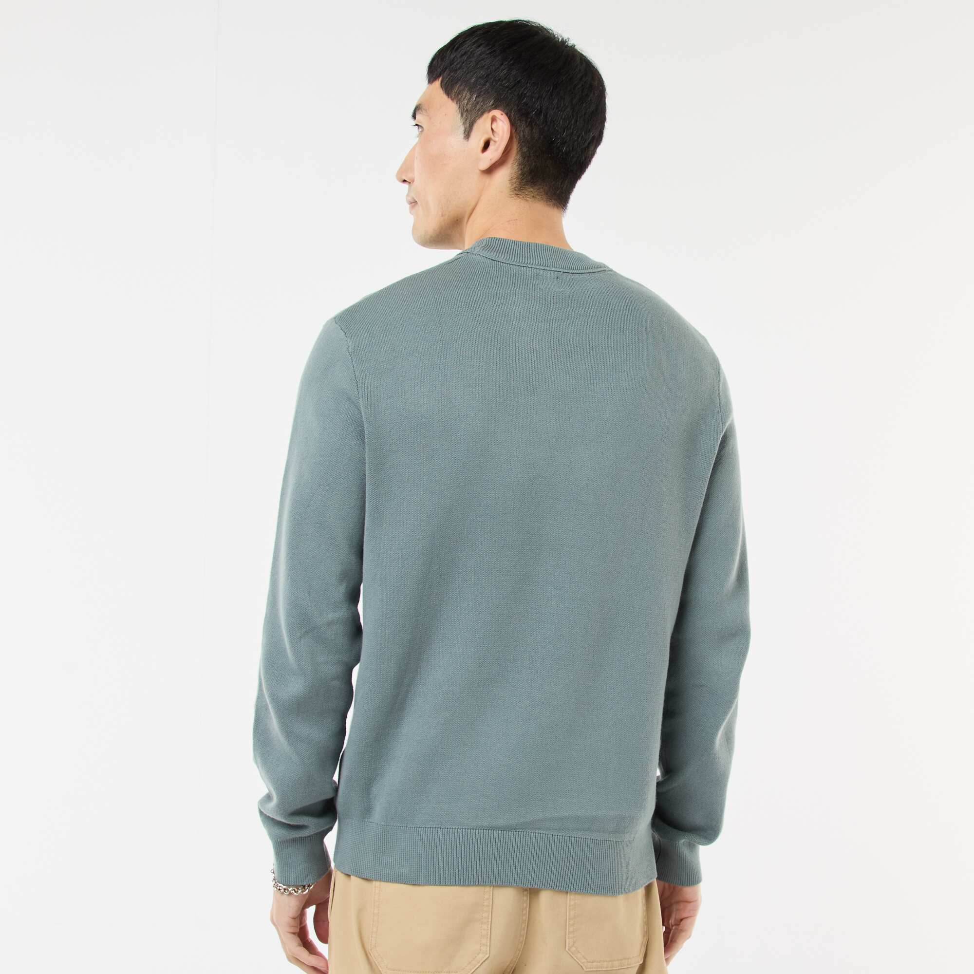 Plain Crew Neck Sweater BLUE - Image 5