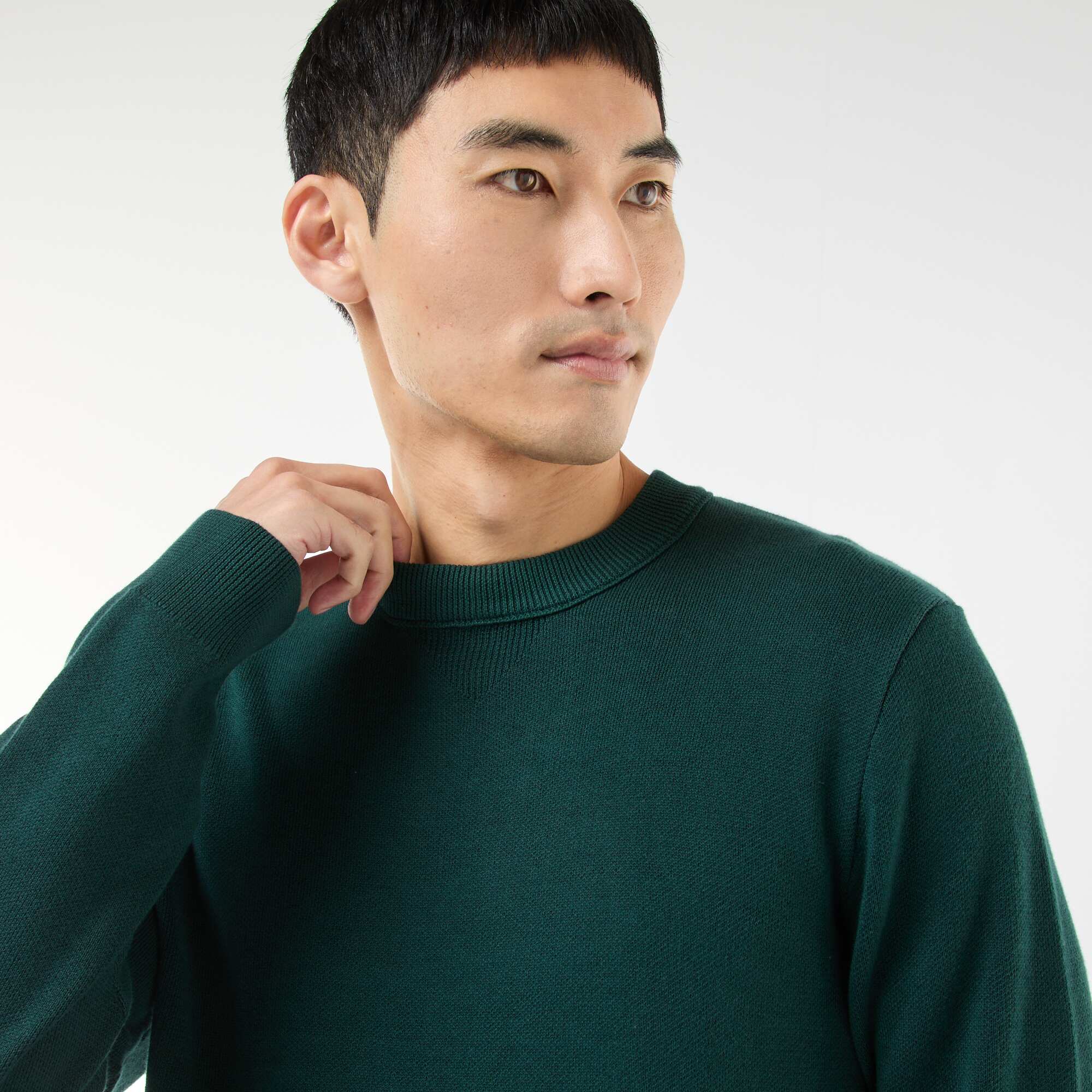 Plain Crew Neck Sweater GREEN - Image 3