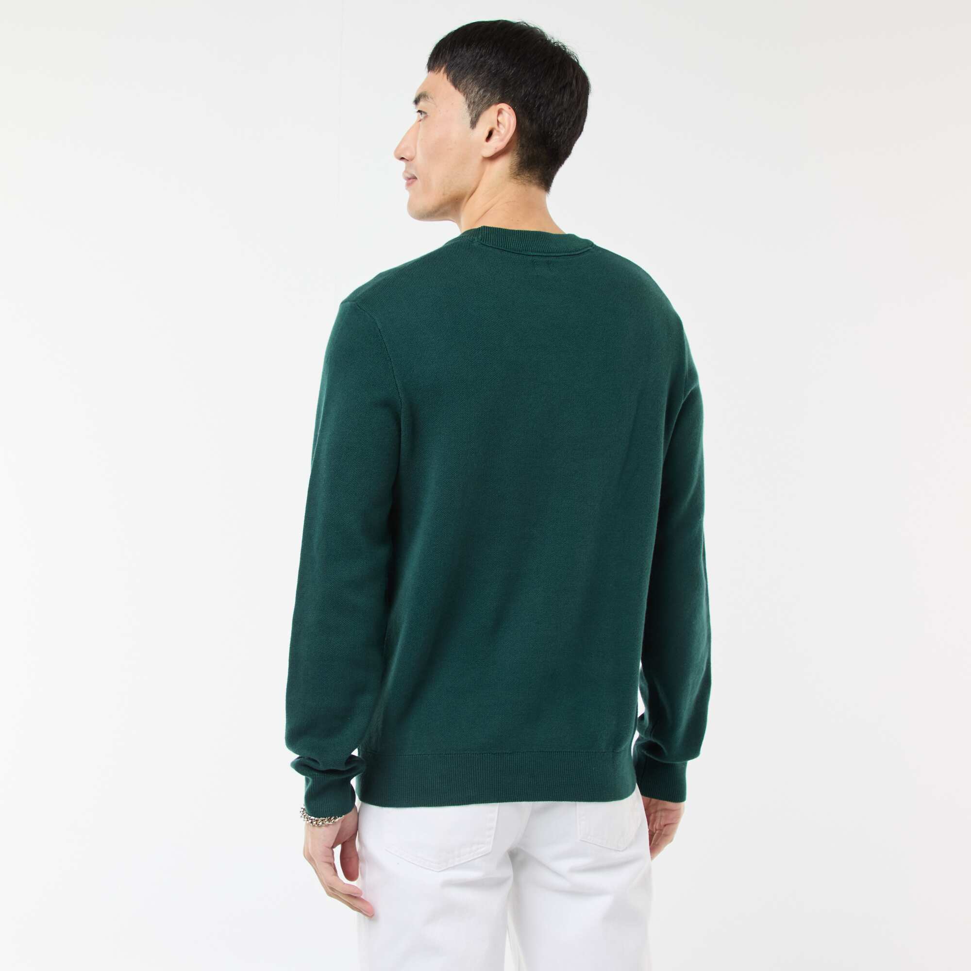 Plain Crew Neck Sweater GREEN - Image 4