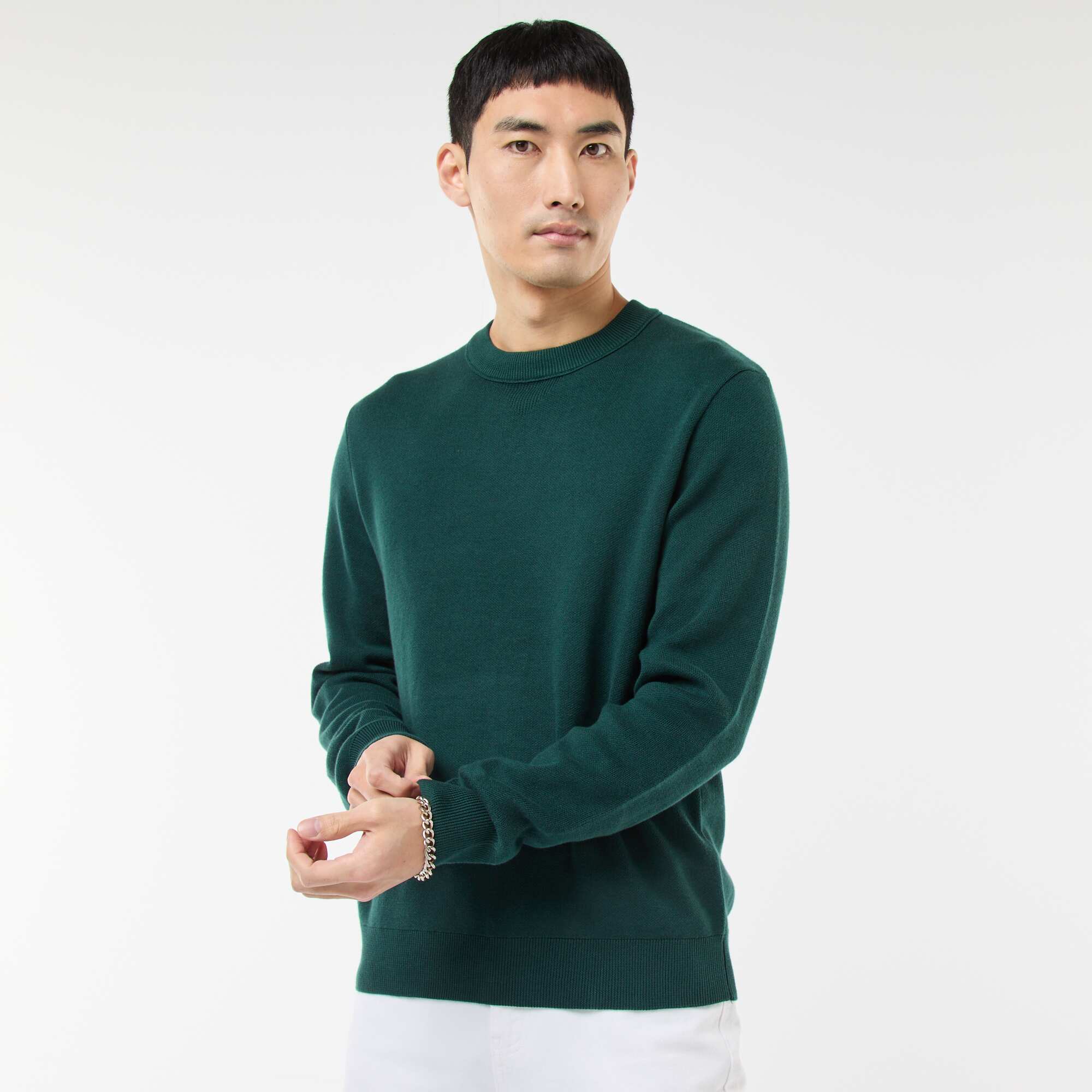 Plain Crew Neck Sweater GREEN - Image 5