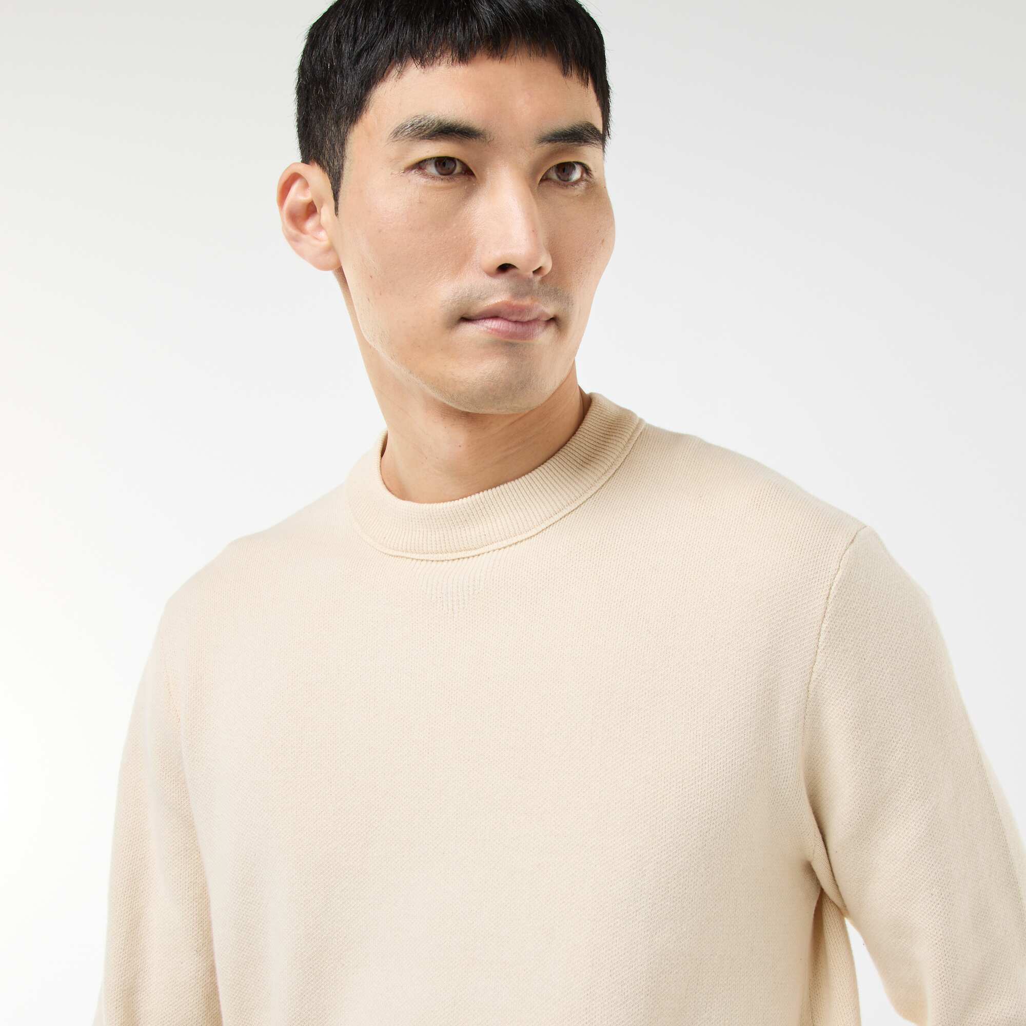 Plain Crew Neck Sweater WHITE - Image 3