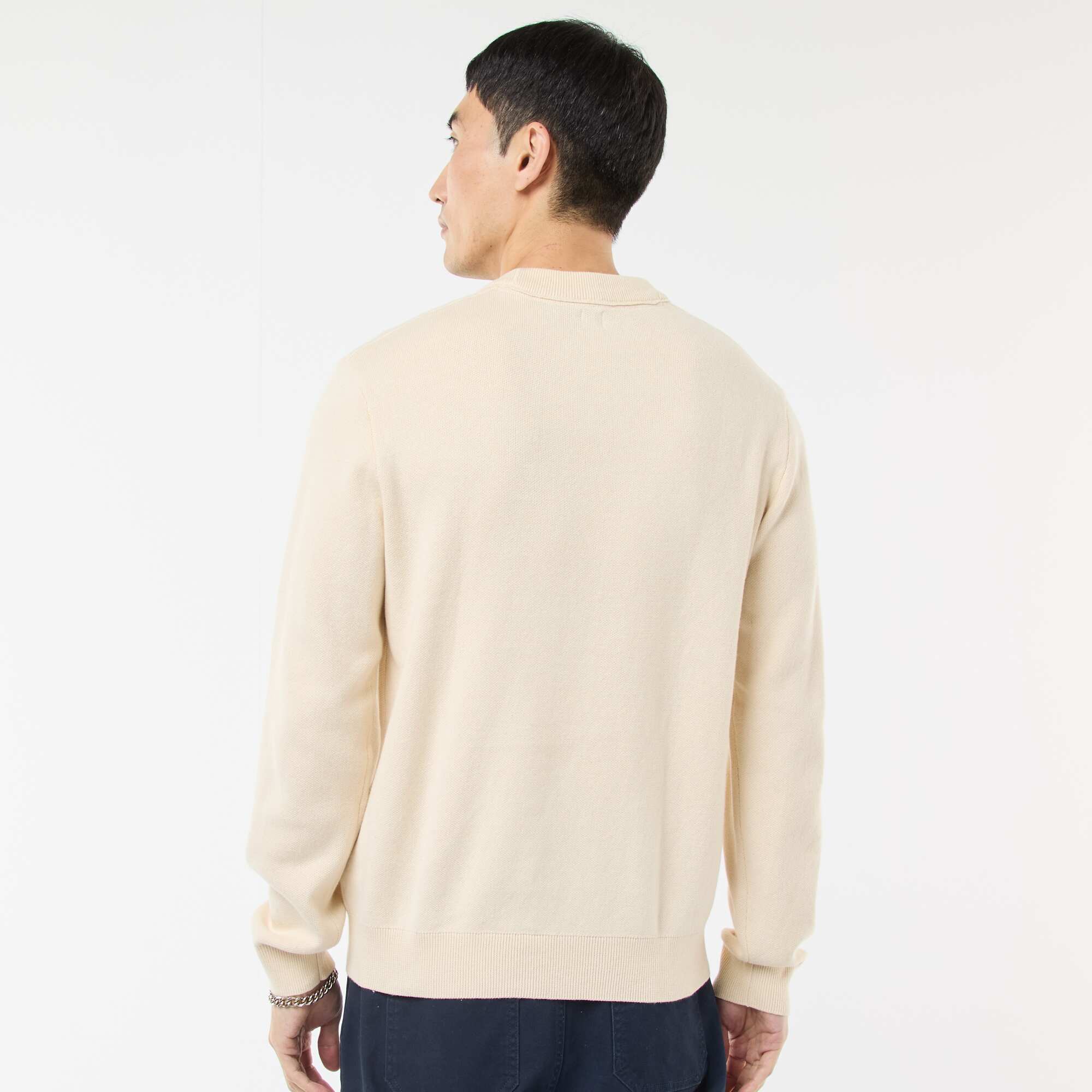 Plain Crew Neck Sweater WHITE - Image 5
