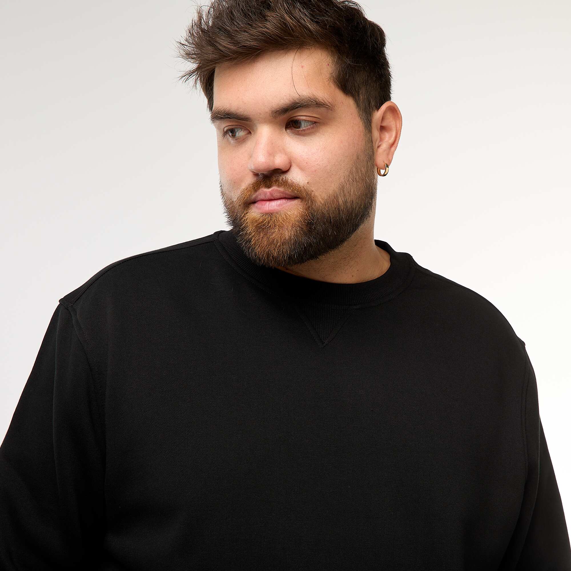 Plain Crew Neck Sweatshirt BLACK - Image 4