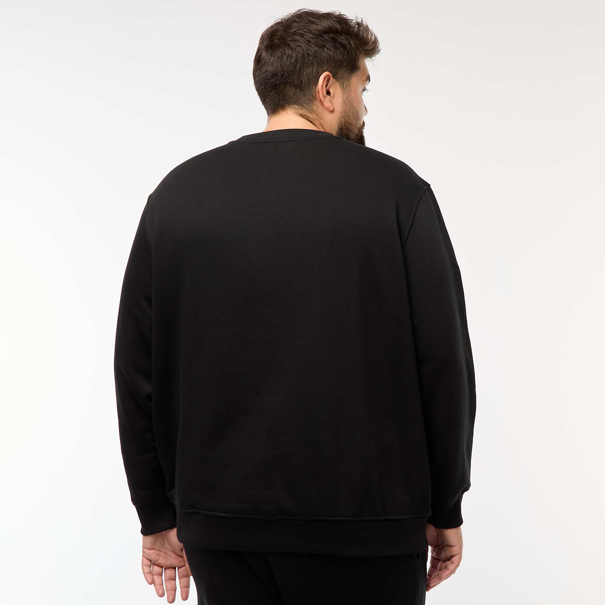 Plain Crew Neck Sweatshirt BLACK - Image 5