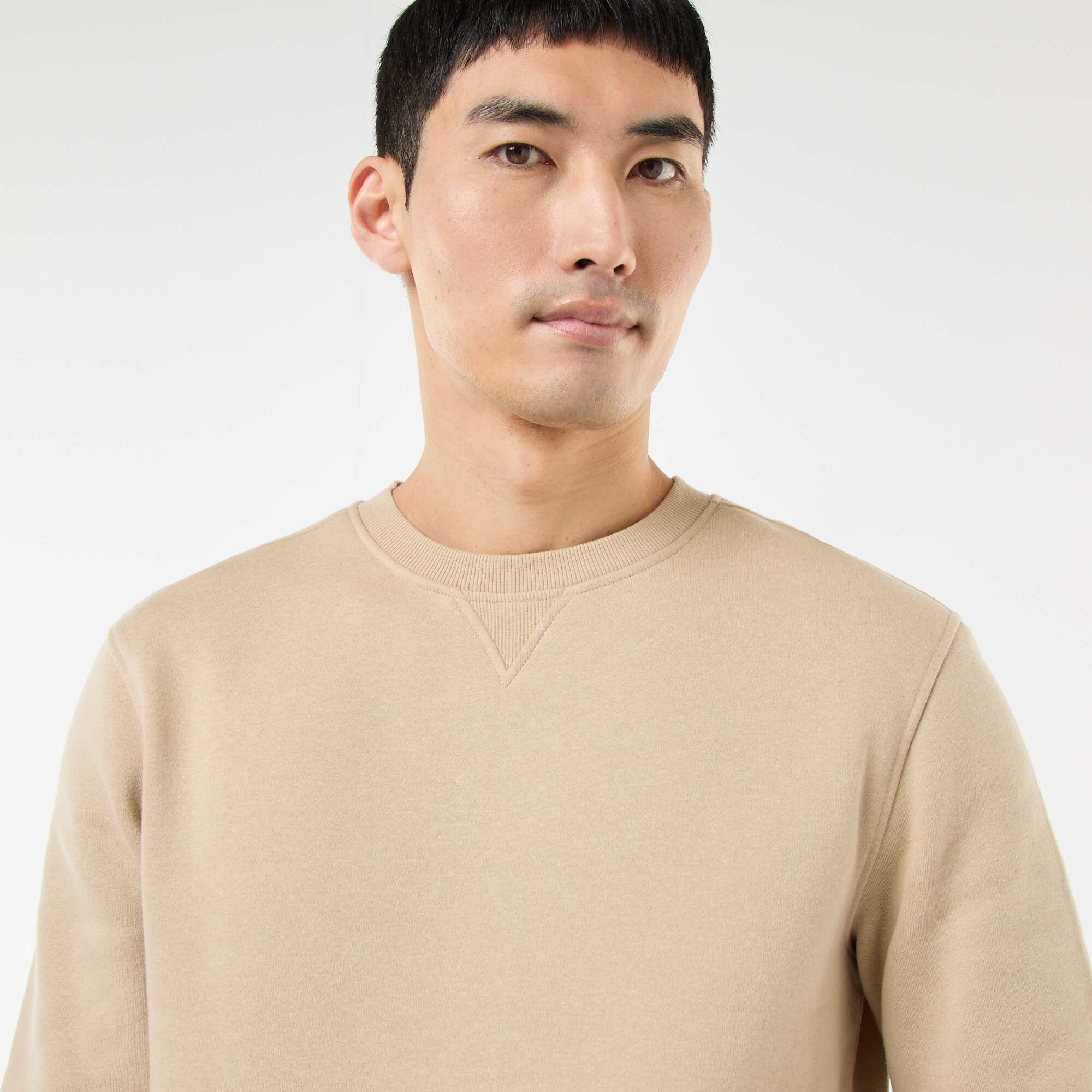 Plain Crew Neck Sweatshirt in Brushed Fleece BEIGE - Image 3