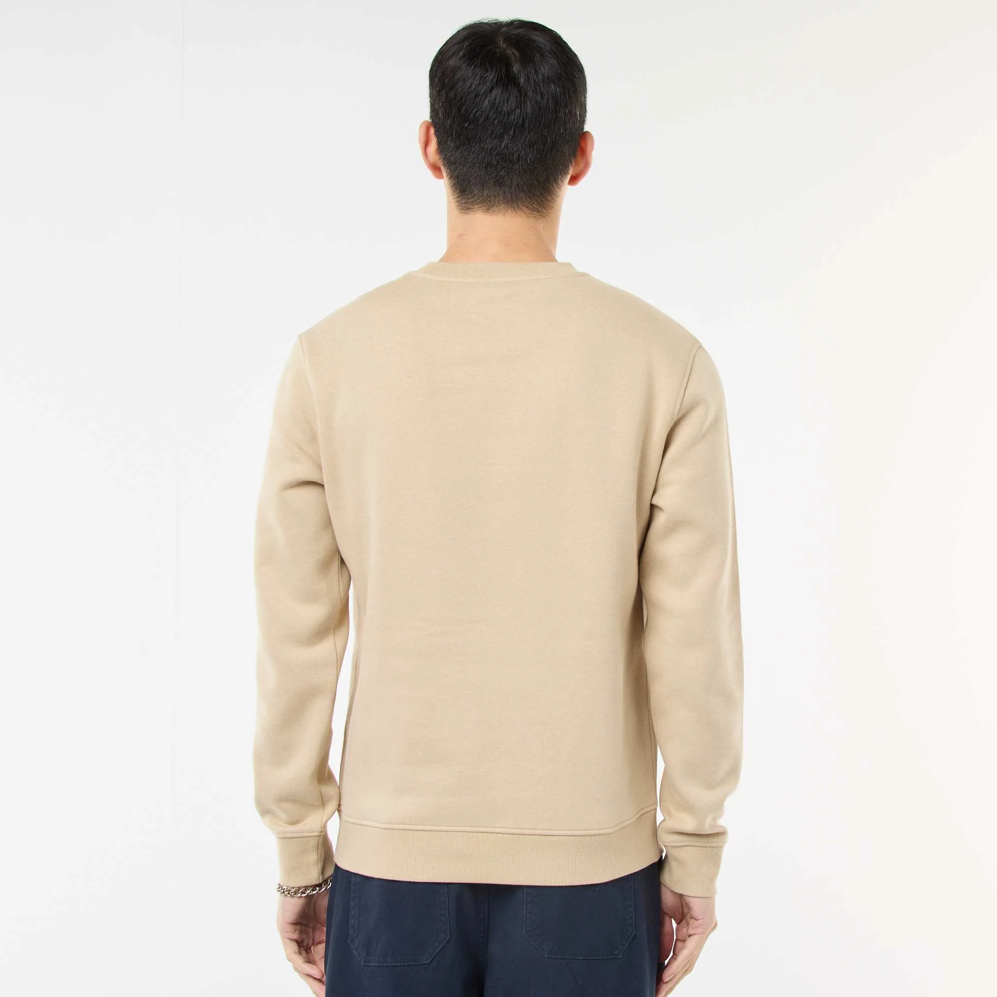 Plain Crew Neck Sweatshirt in Brushed Fleece BEIGE - Image 5