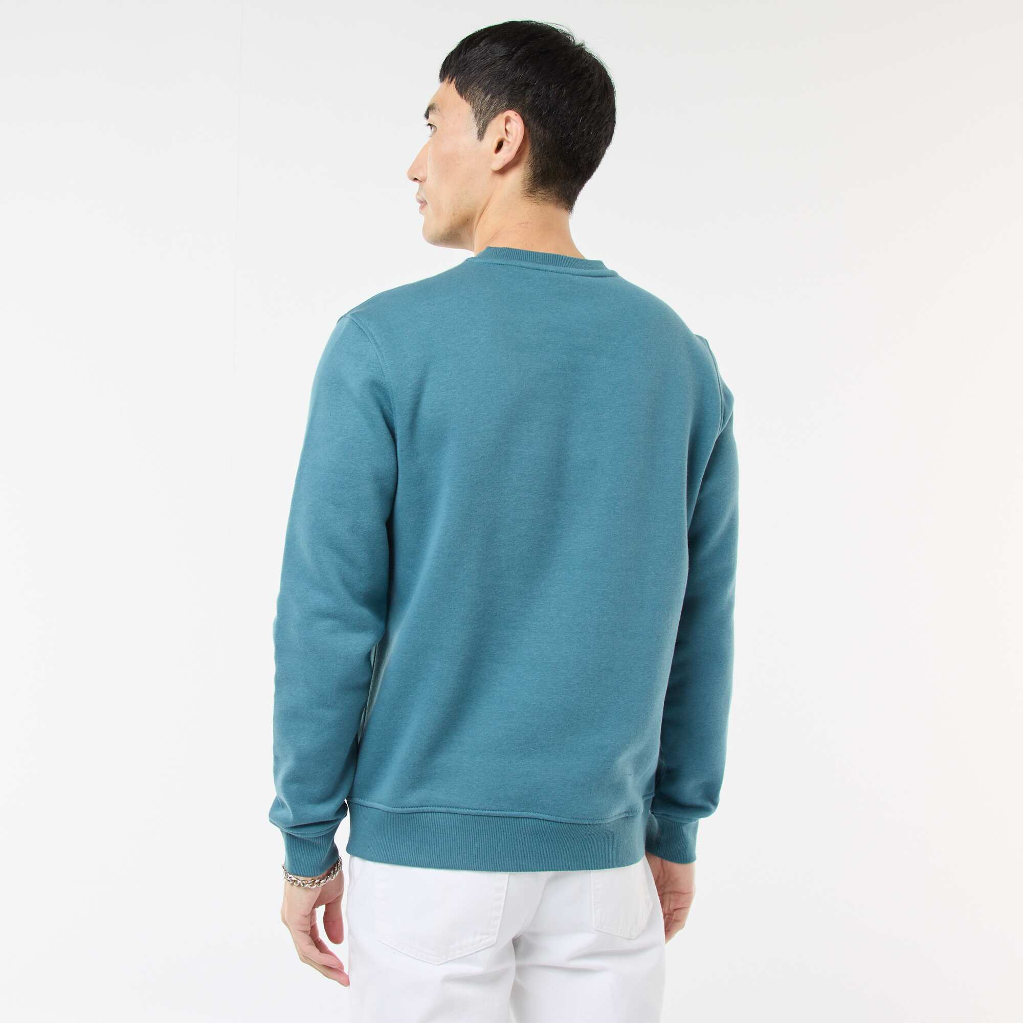 Plain Crew Neck Sweatshirt in Brushed Fleece BLUE - Image 3