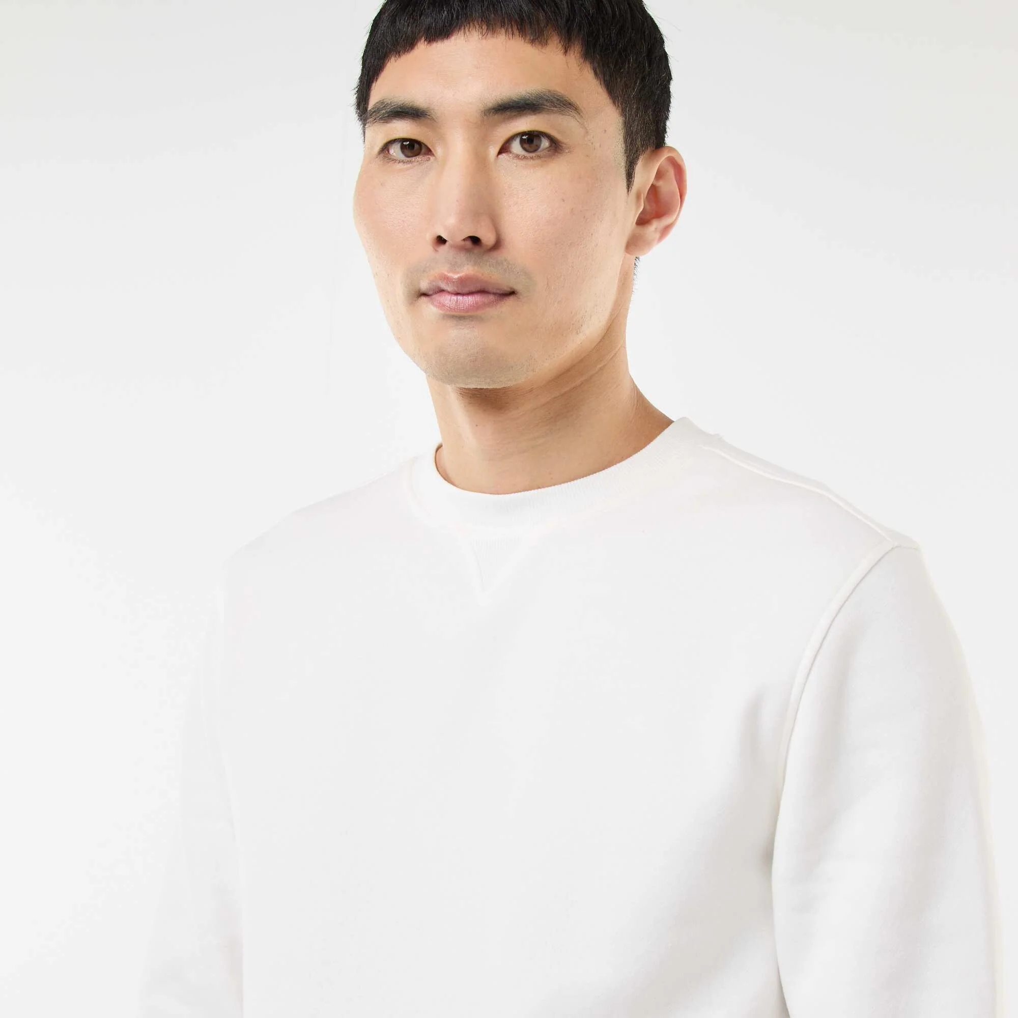 Plain Crew Neck Sweatshirt in Brushed Fleece WHITE - Image 3
