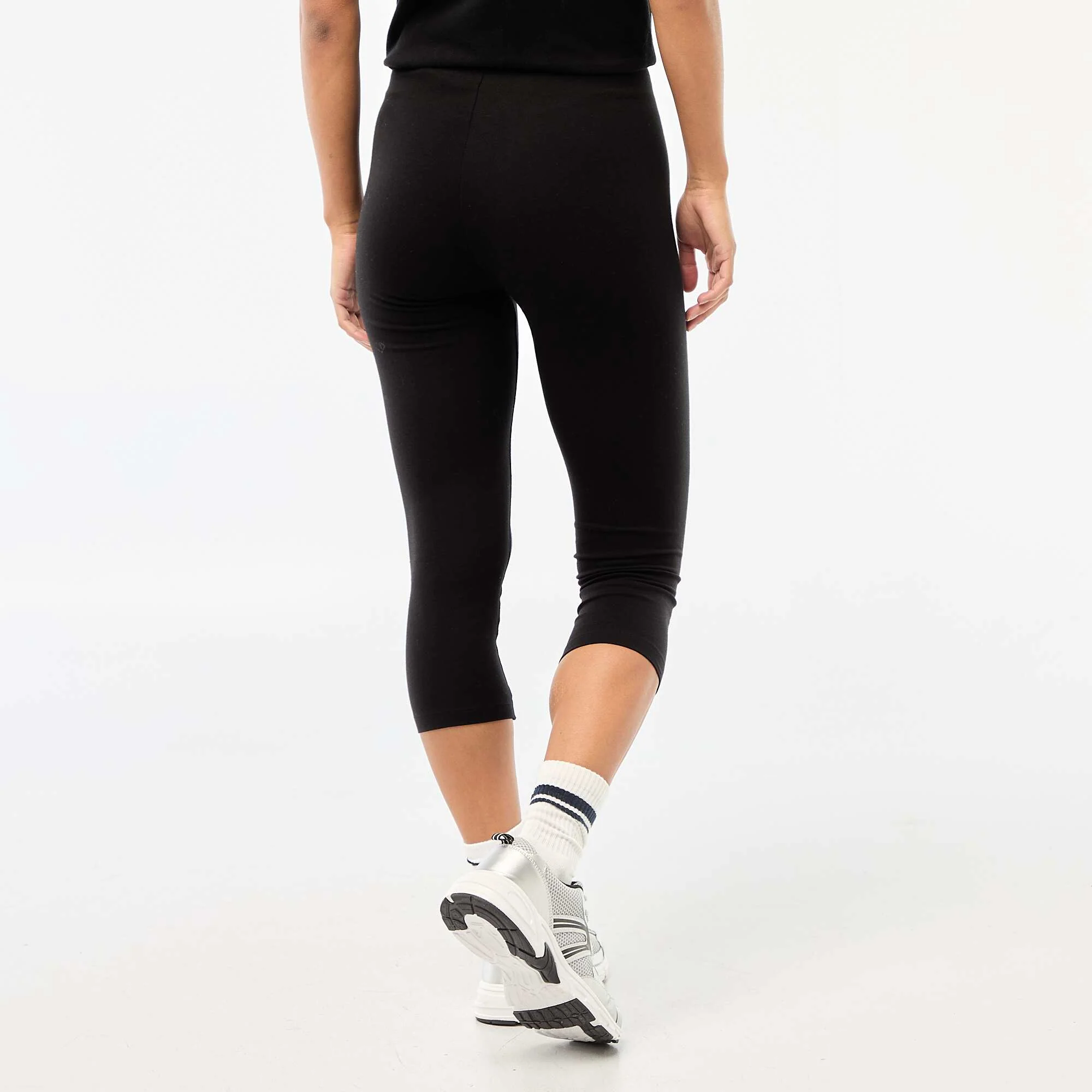 Plain Cropped Leggings BLACK - Image 3
