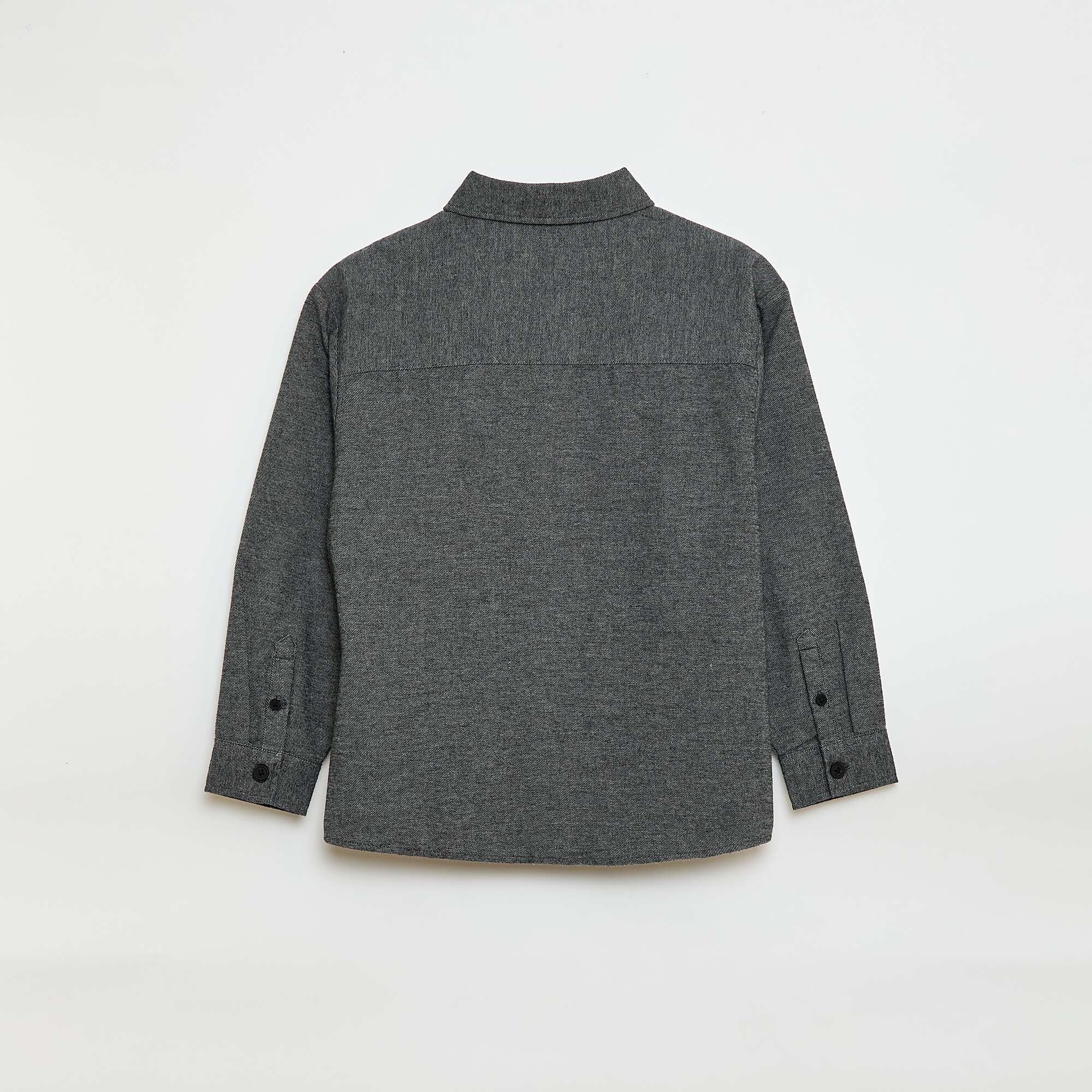 Plain Flannel Shirt GREY - Image 2
