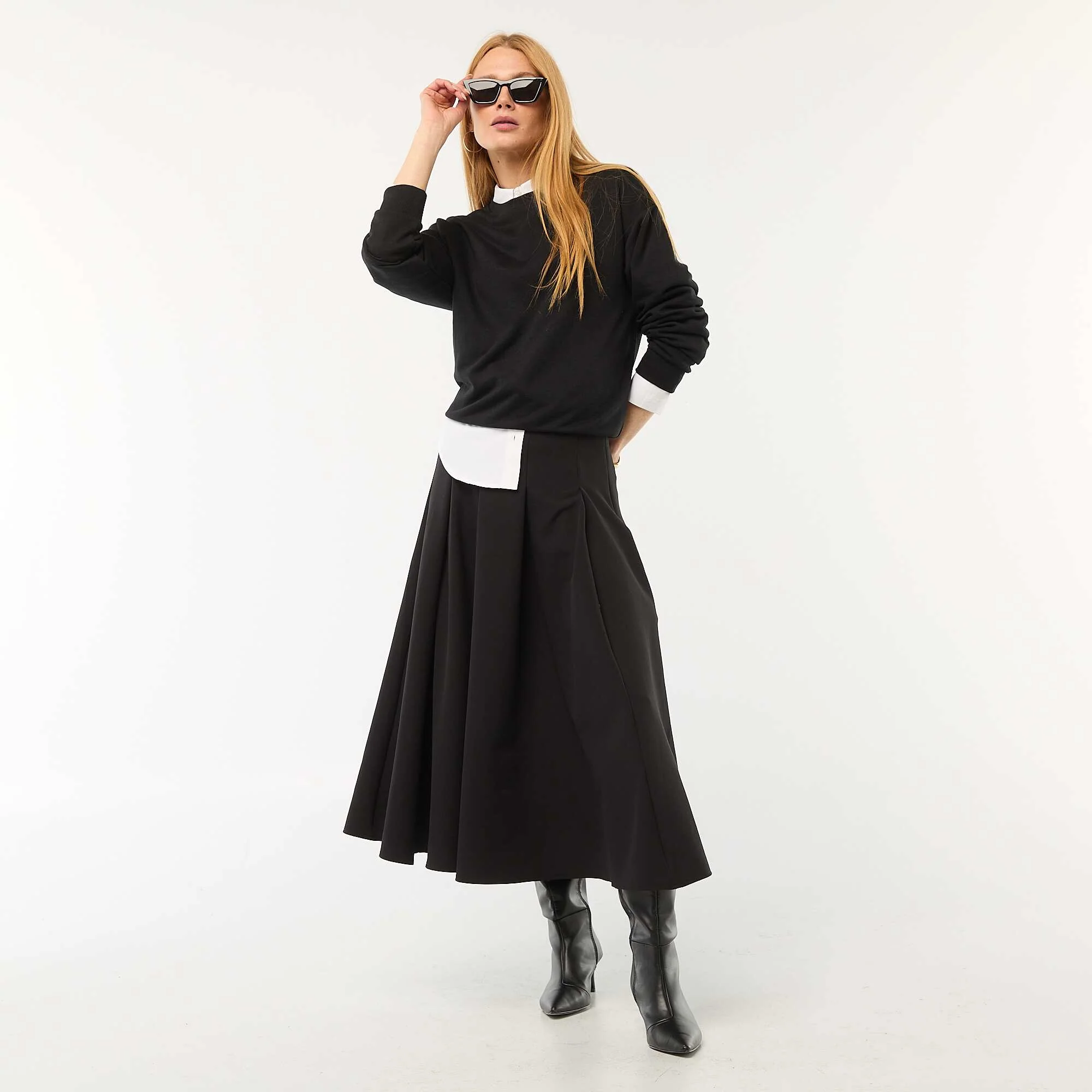 Plain French Terry Crew Neck Sweatshirt BLACK - Image 2