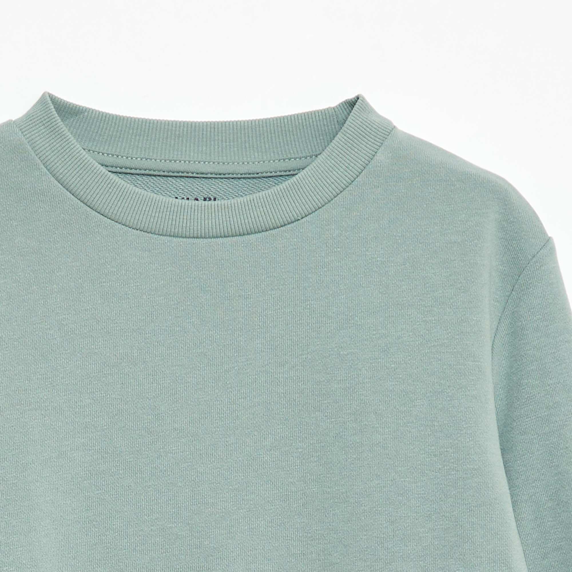 Plain French terry sweatshirt with round neck BLUE - Image 2