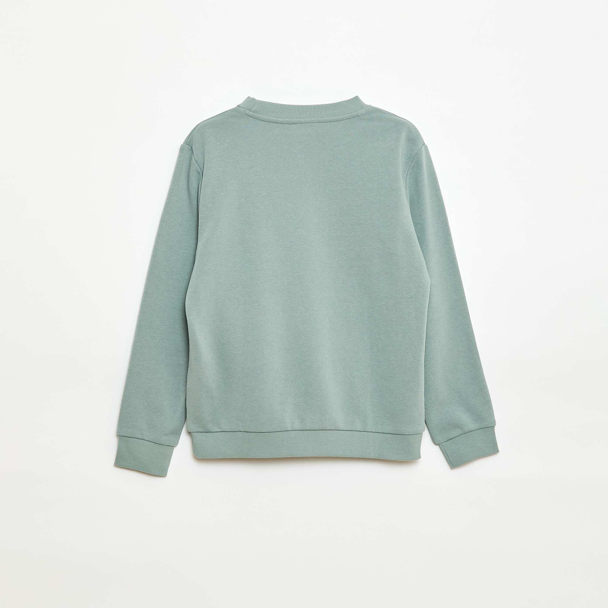 Plain French terry sweatshirt with round neck BLUE - Image 3