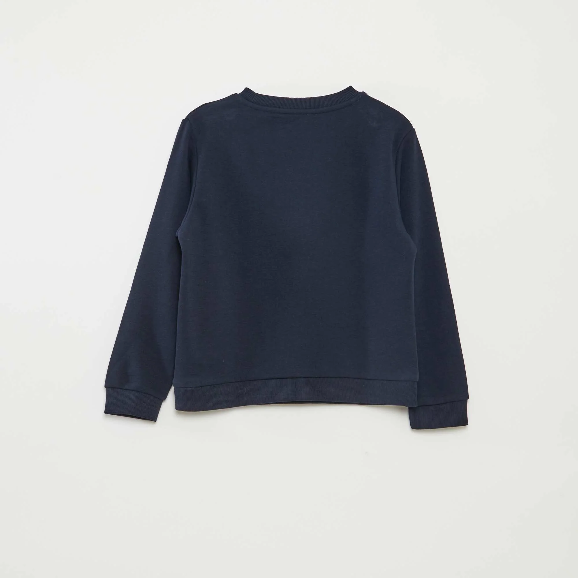 Plain French terry sweatshirt with round neck BLUE - Image 3