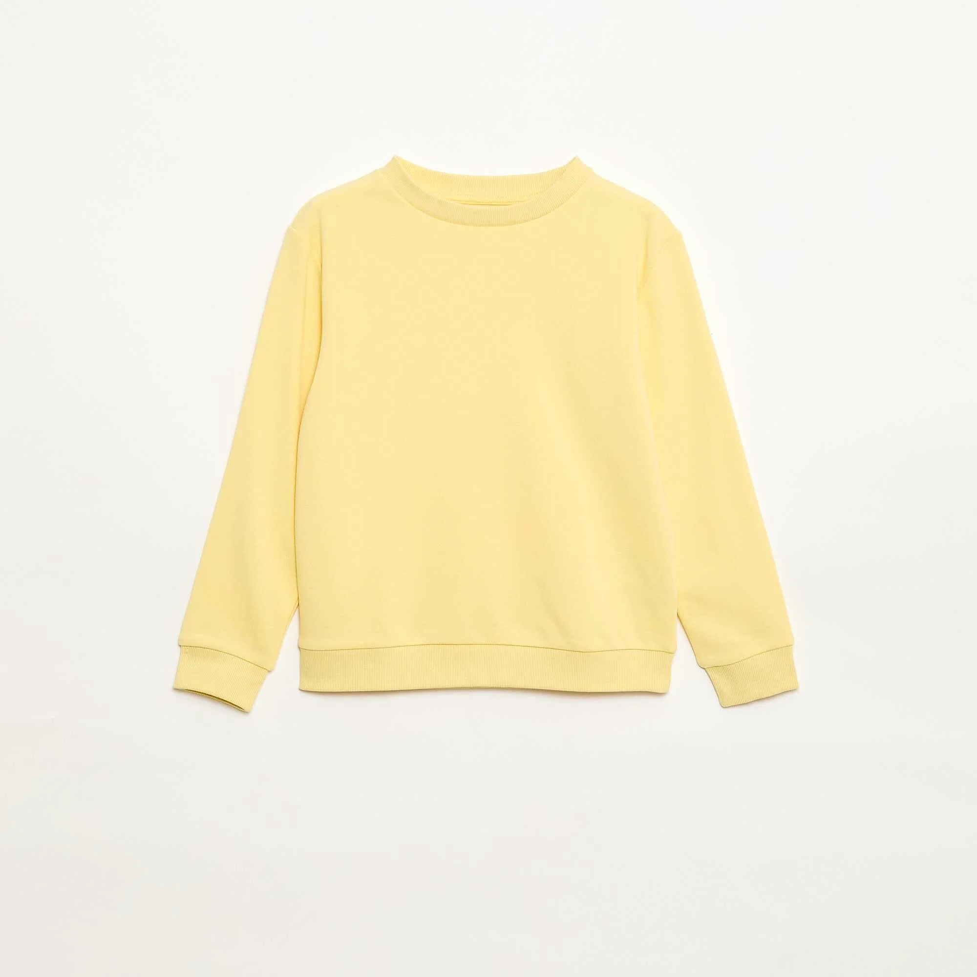 Plain French terry sweatshirt with round neck YELLOW