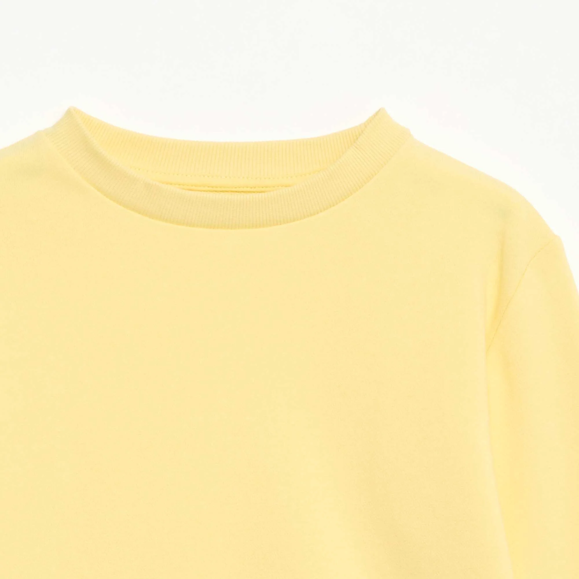 Plain French terry sweatshirt with round neck YELLOW - Image 2