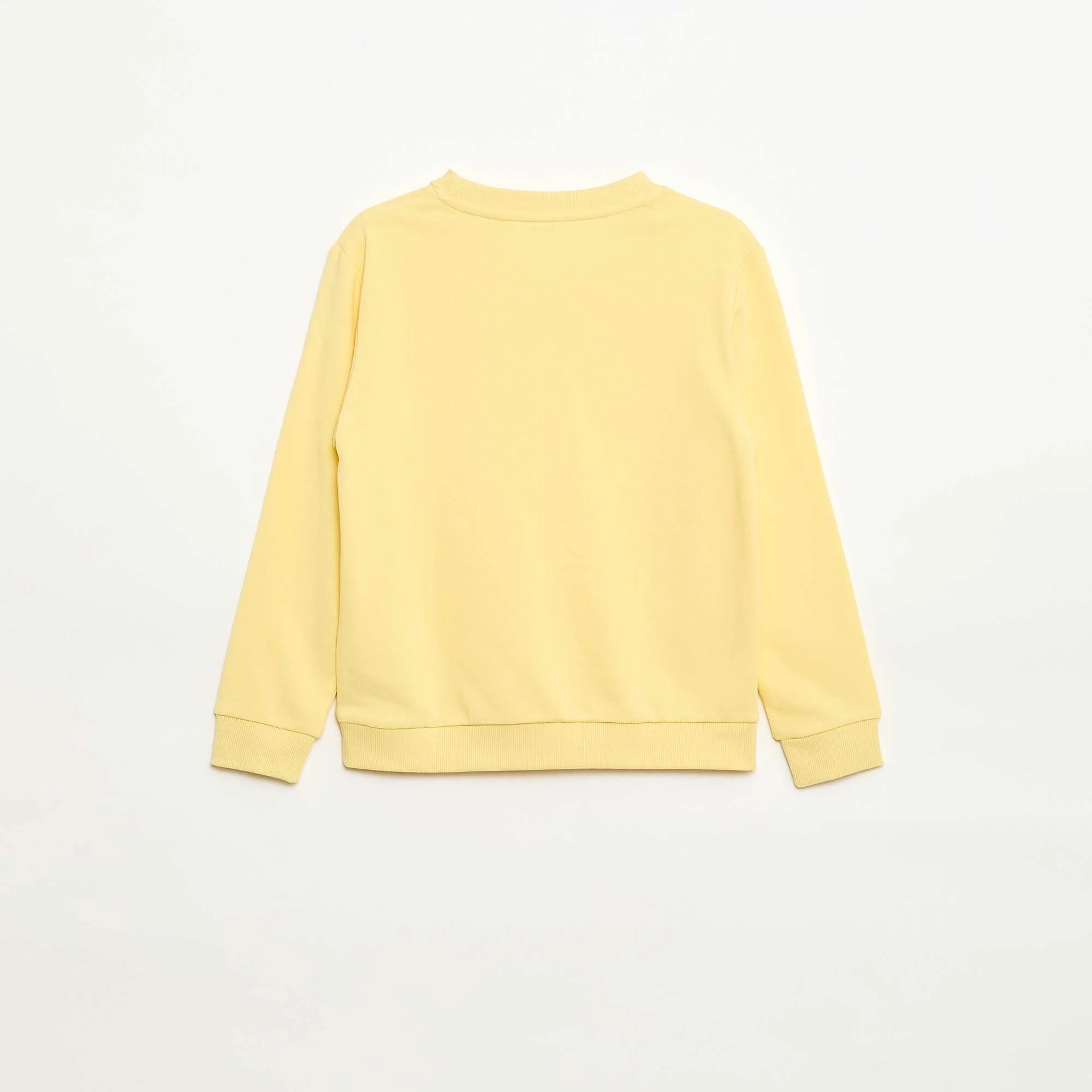 Plain French terry sweatshirt with round neck YELLOW - Image 3