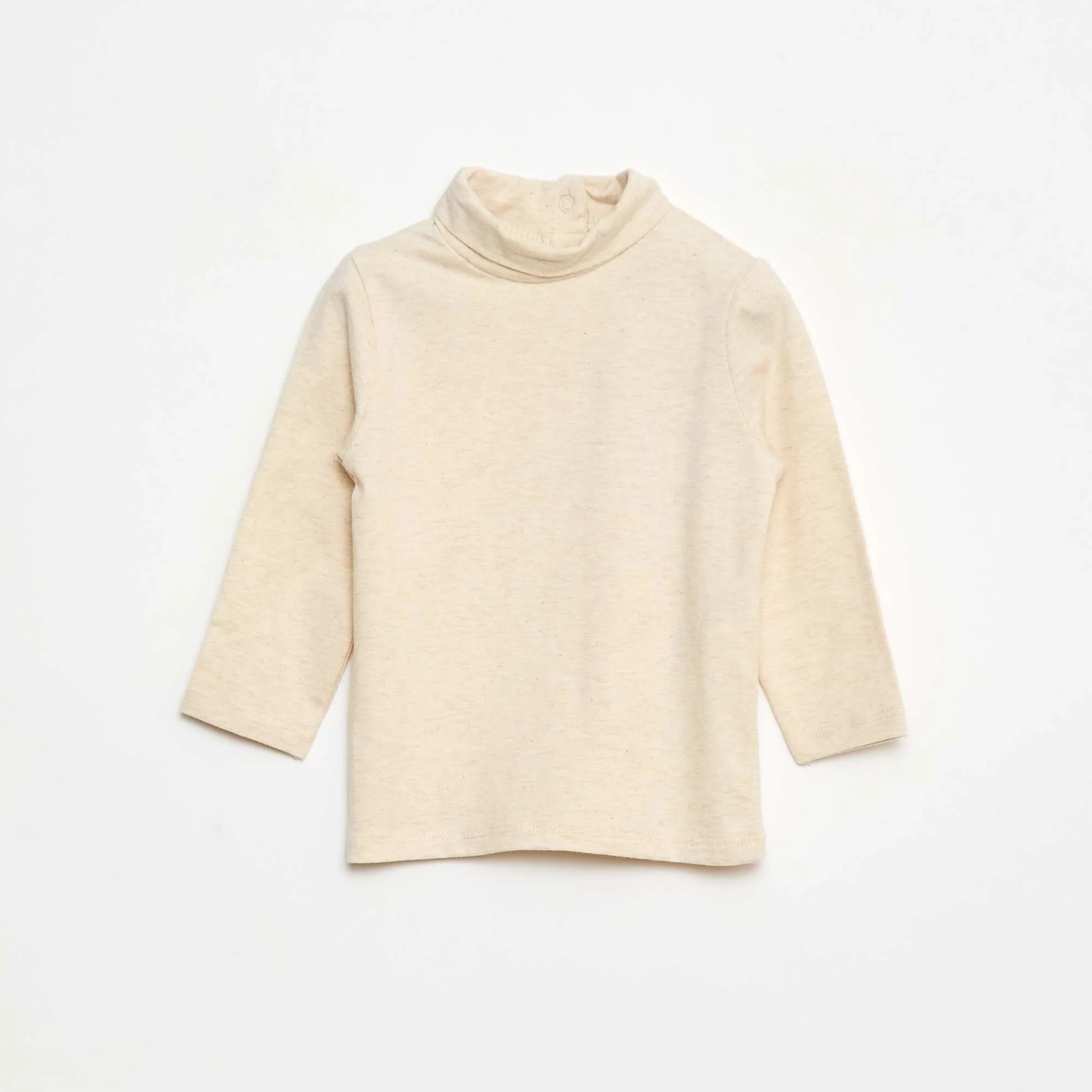Plain High-Neck Top BEIGE