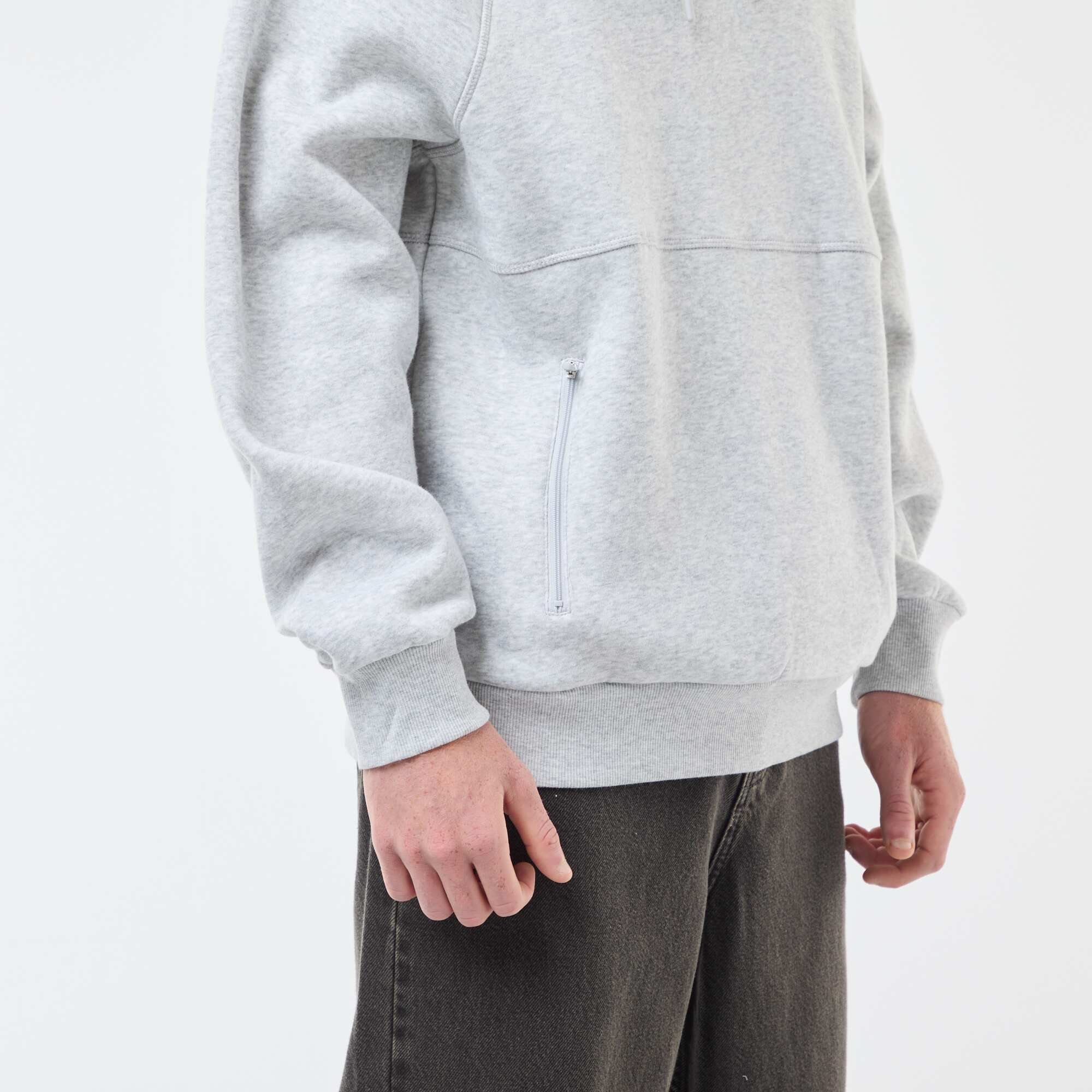 Plain hoodie with zip pockets GREY - Image 5