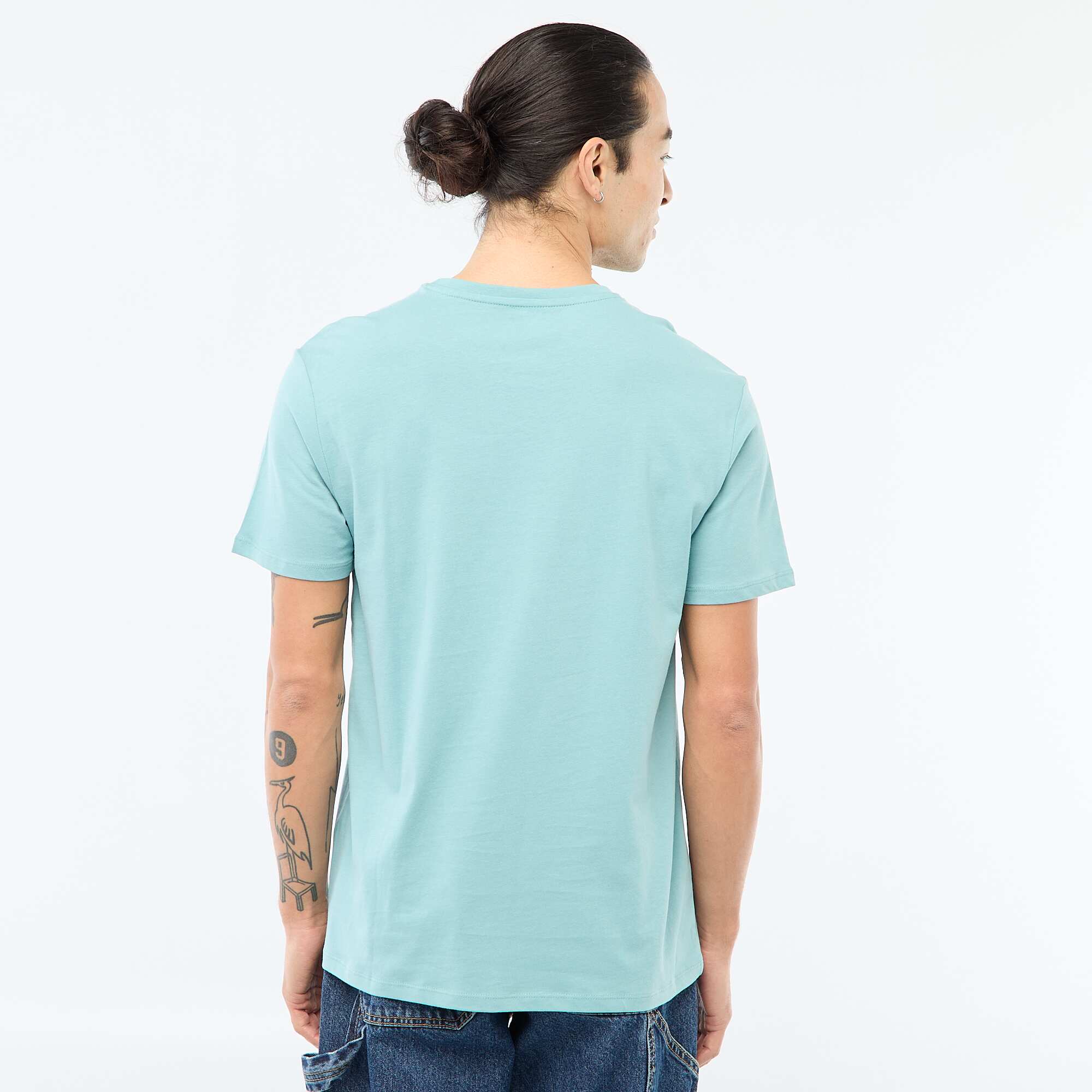 Plain jersey straight T-shirt BLUE - Image 3