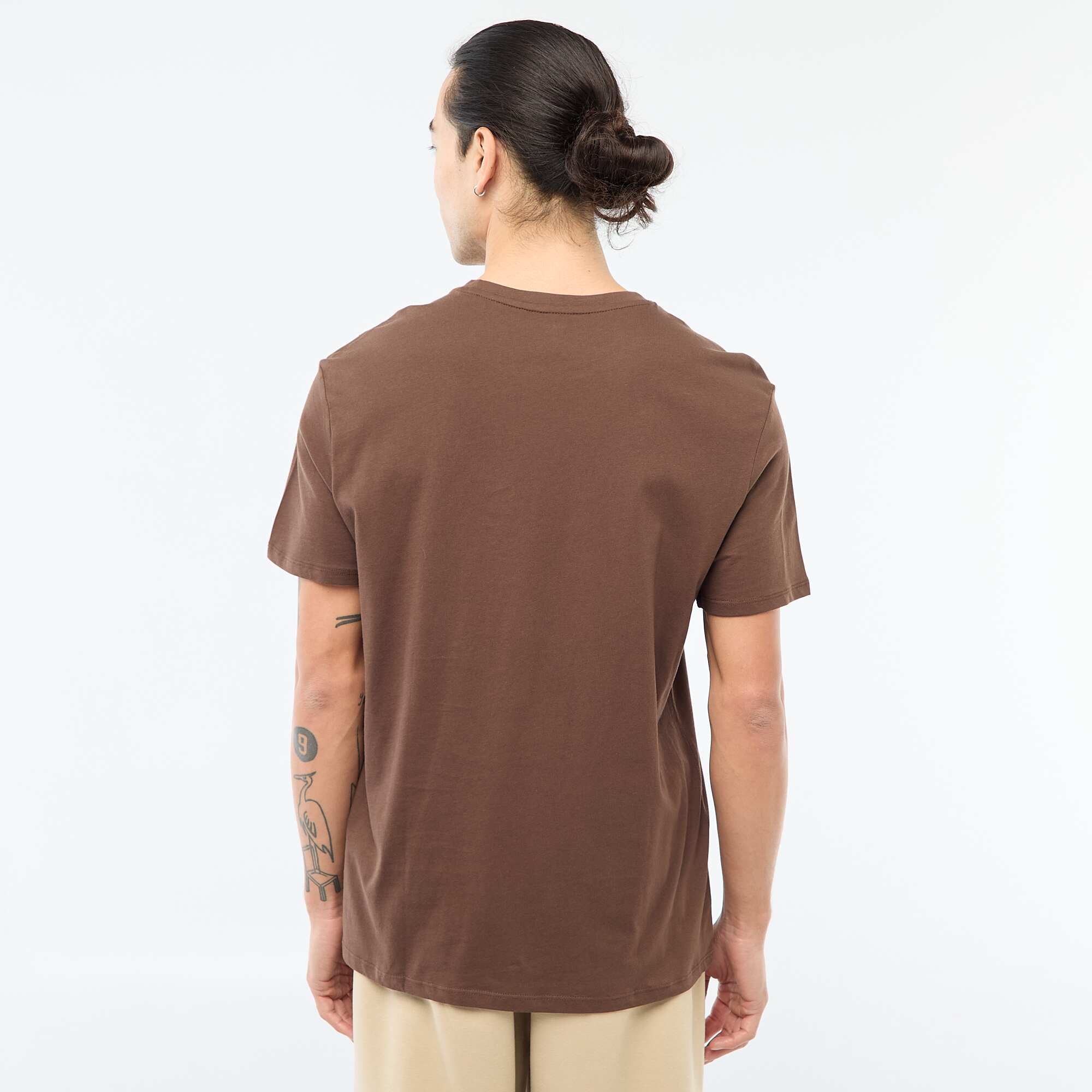 Plain jersey straight T-shirt BROWN - Image 3