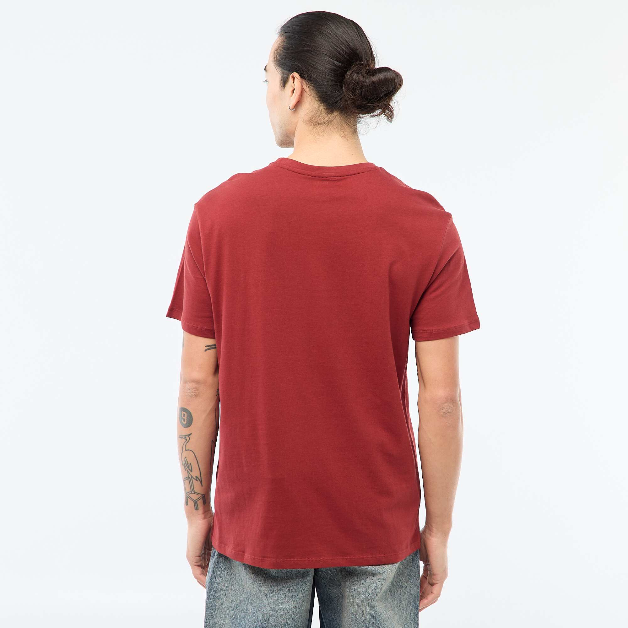 Plain jersey straight T-shirt RED - Image 3