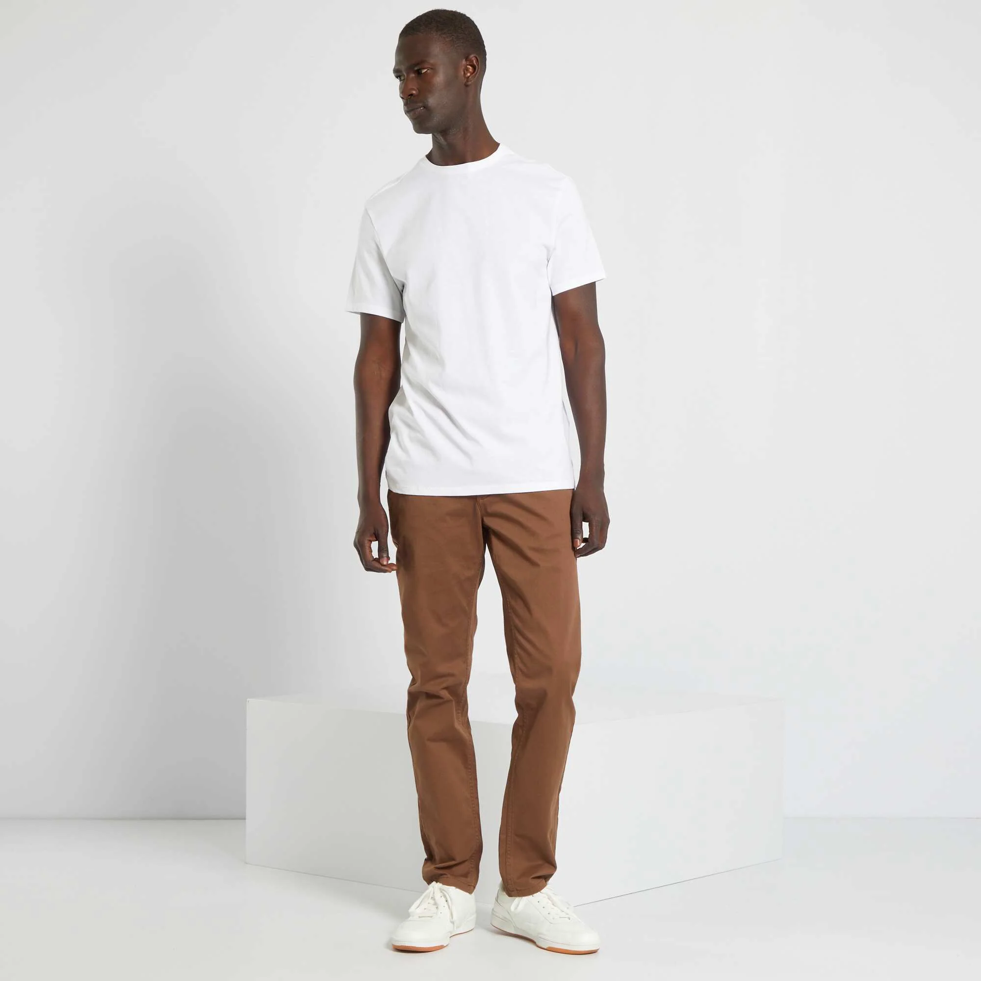 Plain jersey straight T-shirt white - Image 3