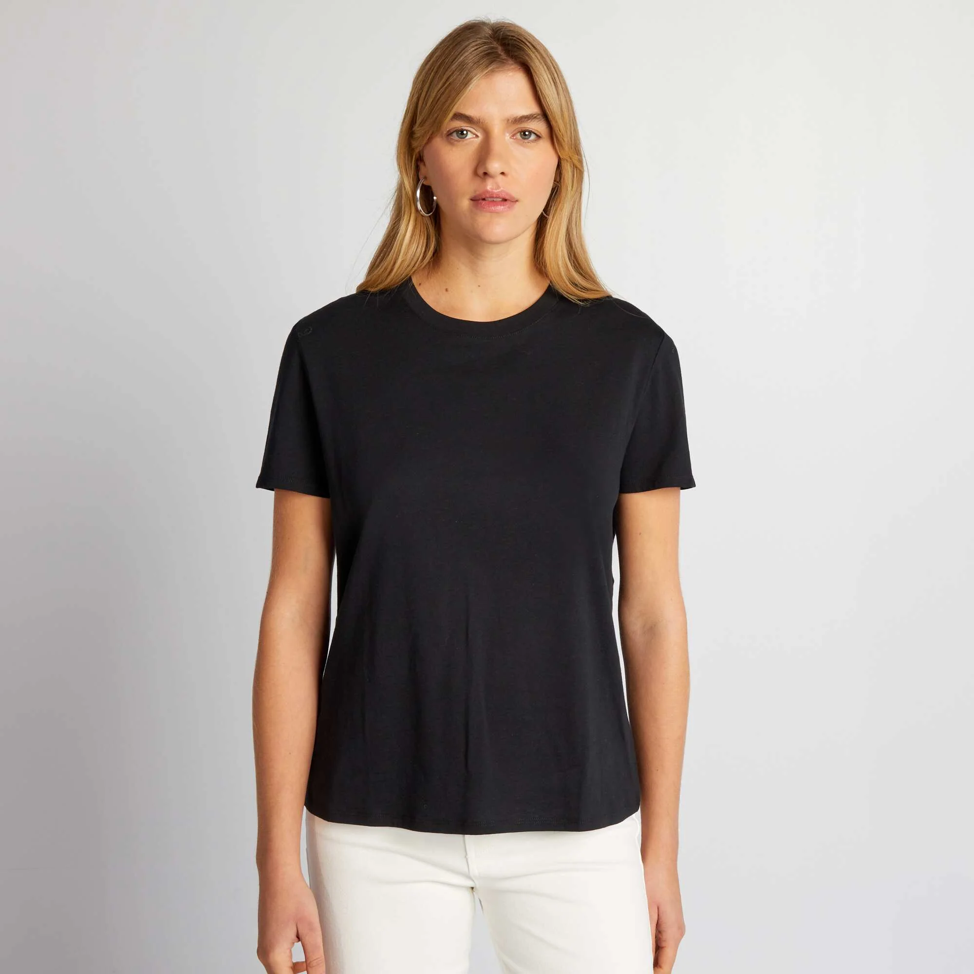 Plain jersey T-shirt black - Image 3