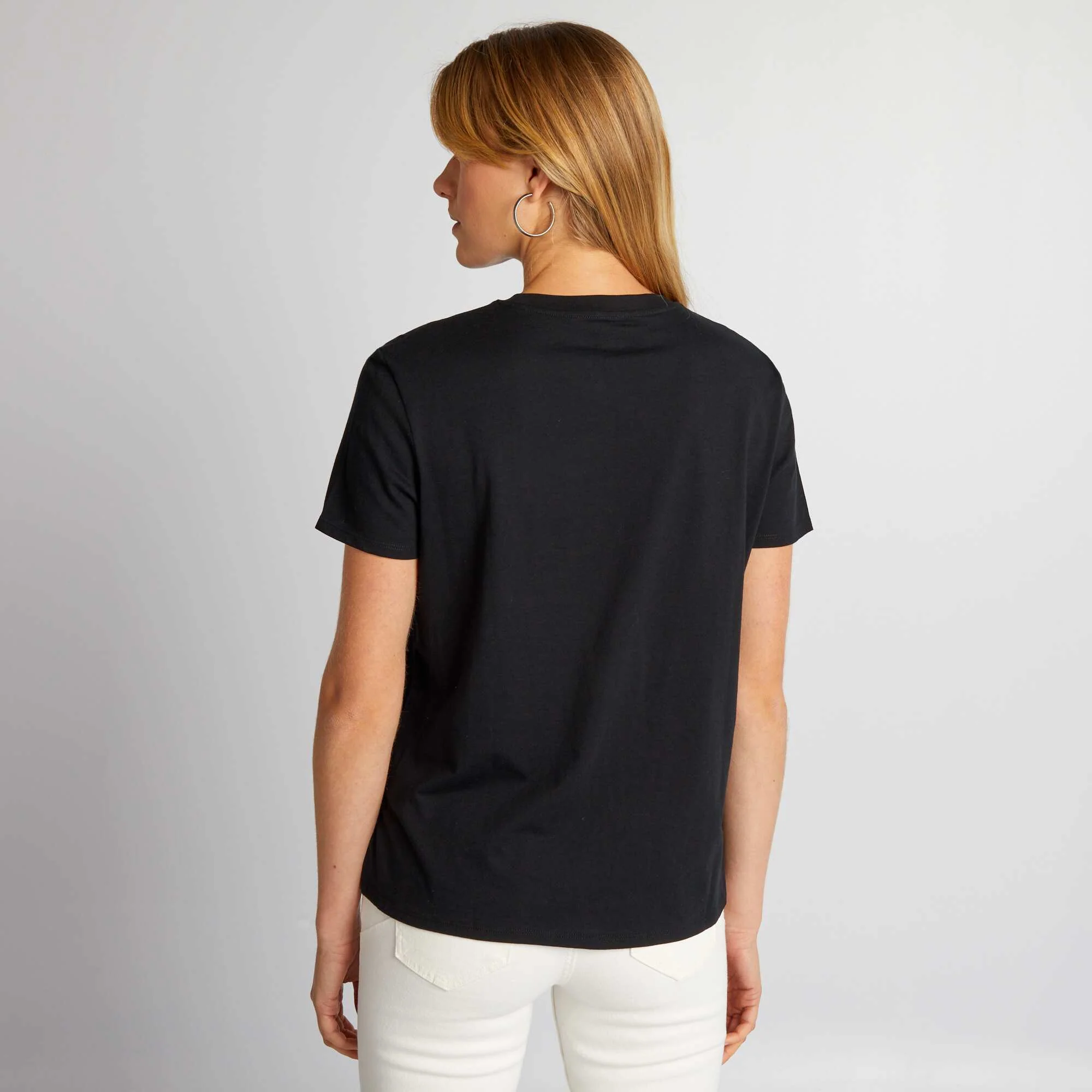 Plain jersey T-shirt black - Image 4