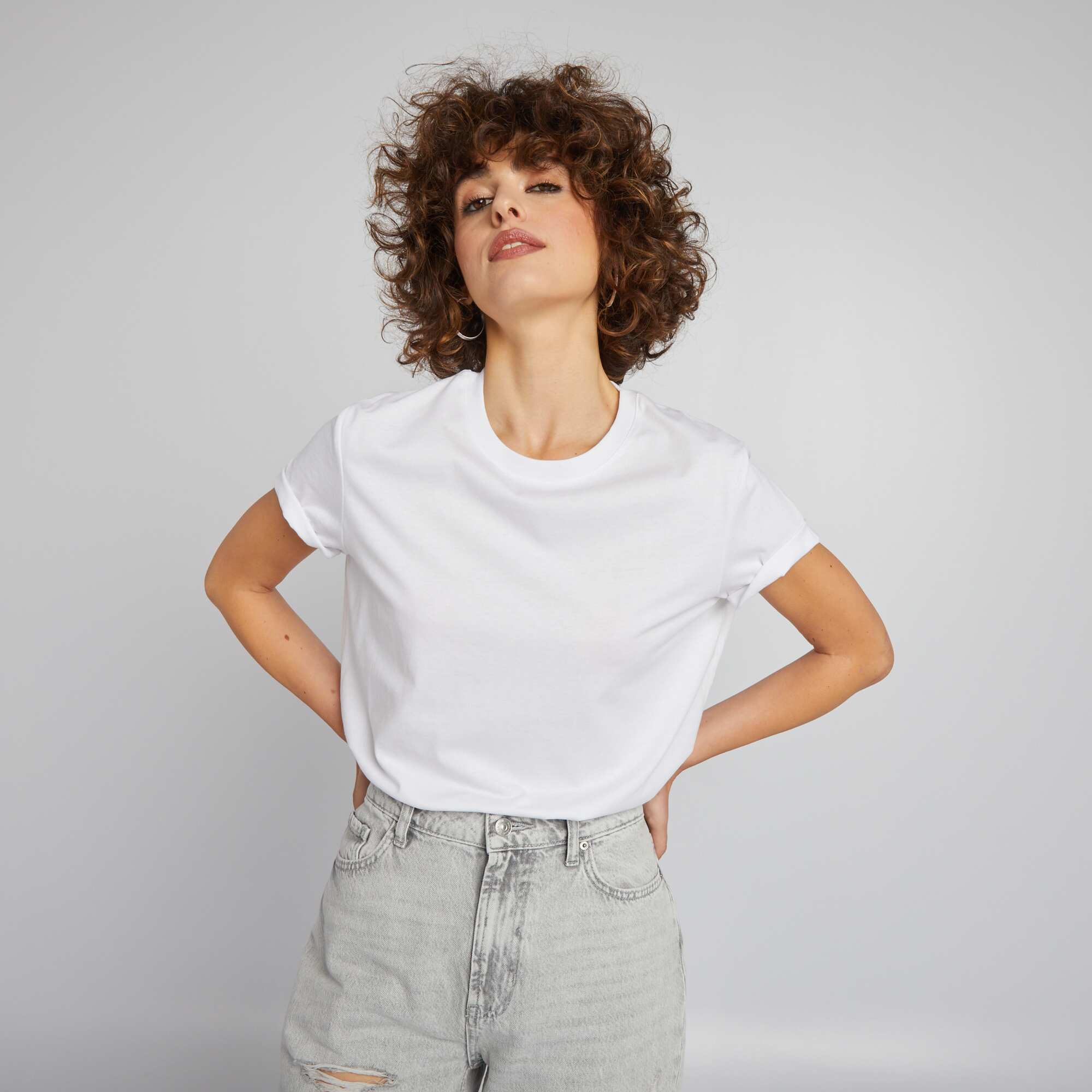 Plain jersey T-shirt white - Image 3