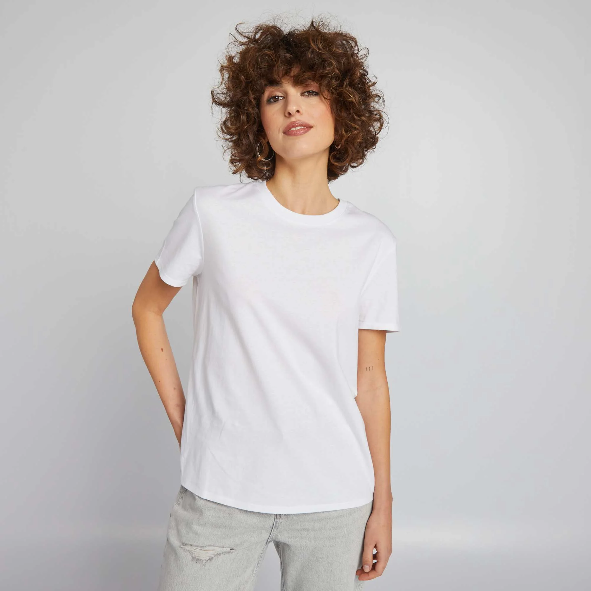 Plain jersey T-shirt white - Image 5