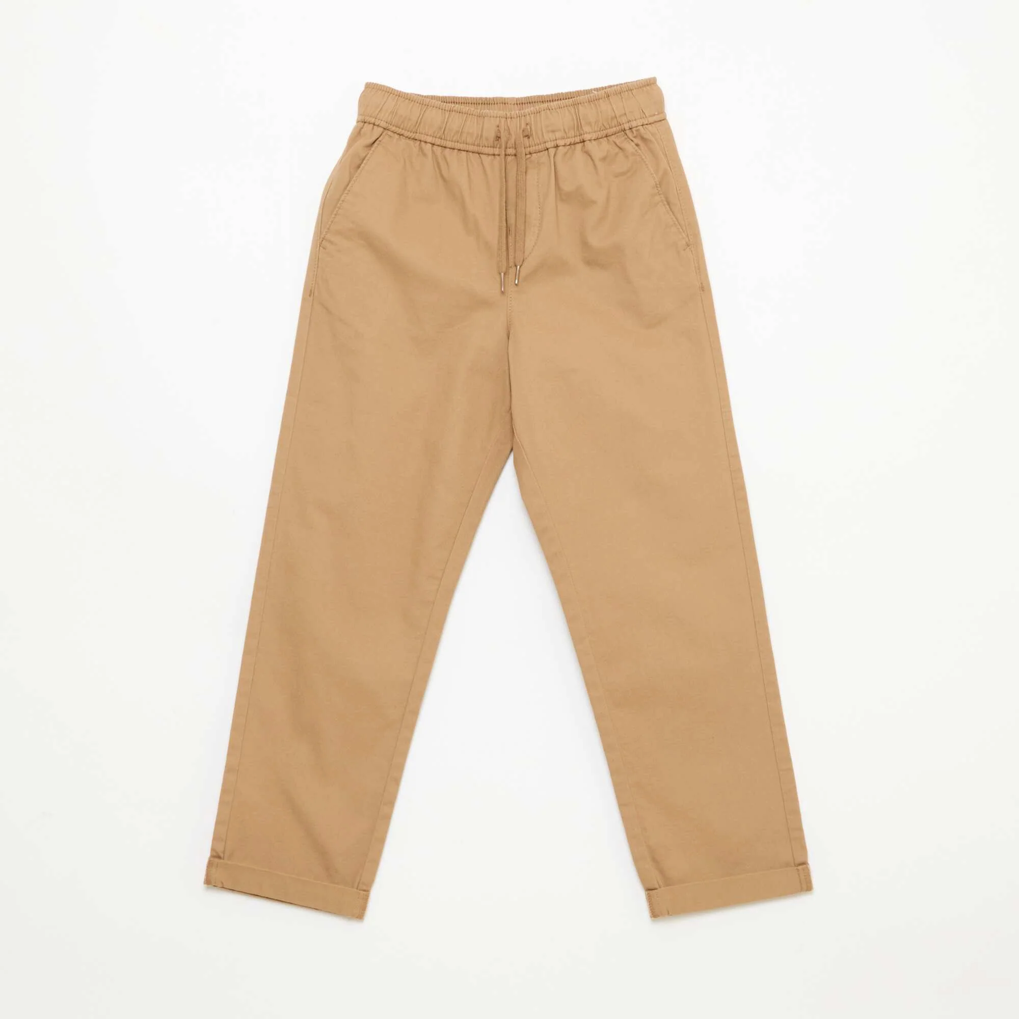 Plain Joggers with Cuffed Hems BEIGE
