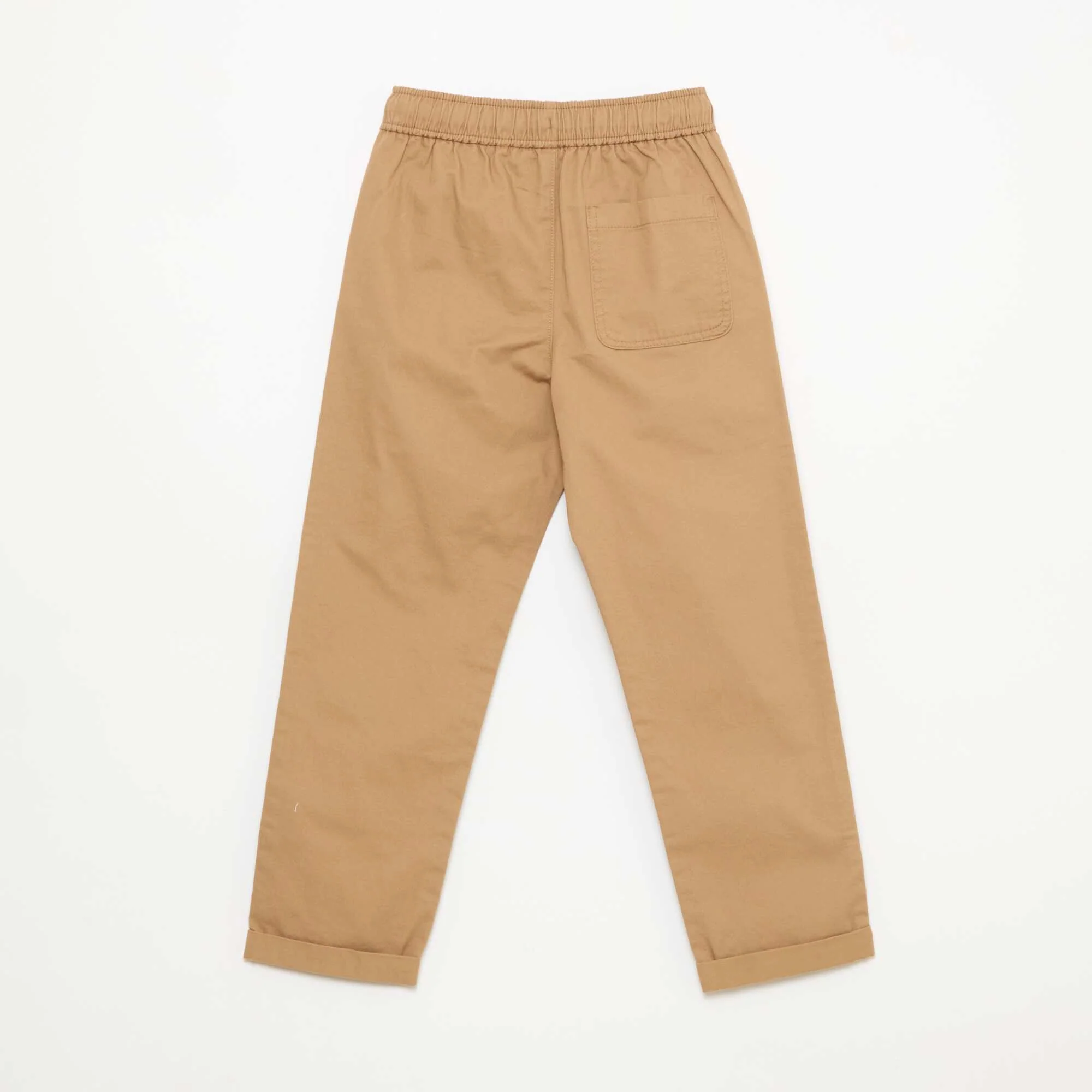 Plain Joggers with Cuffed Hems BEIGE - Image 2