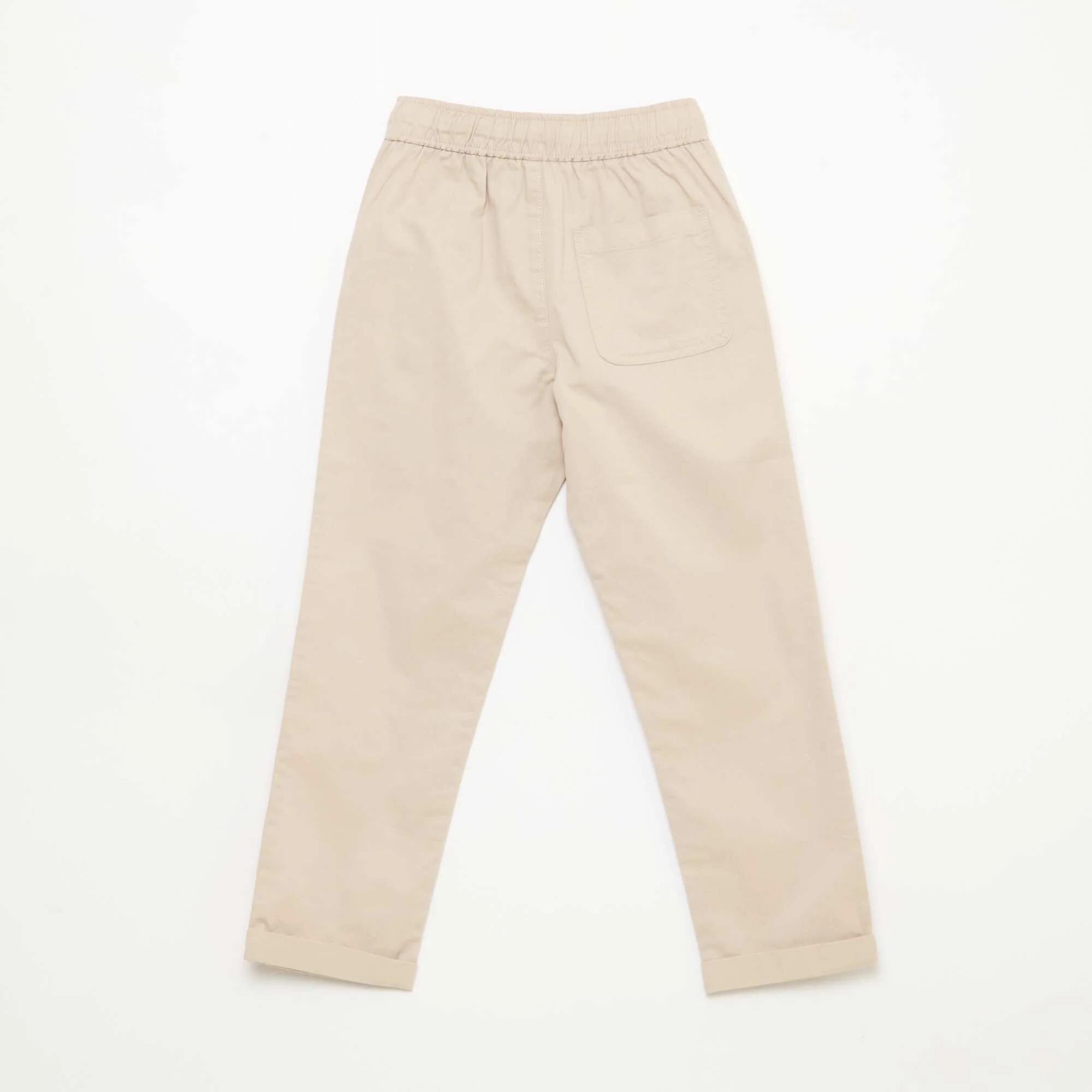 Plain Joggers with Cuffed Hems BEIGE - Image 2