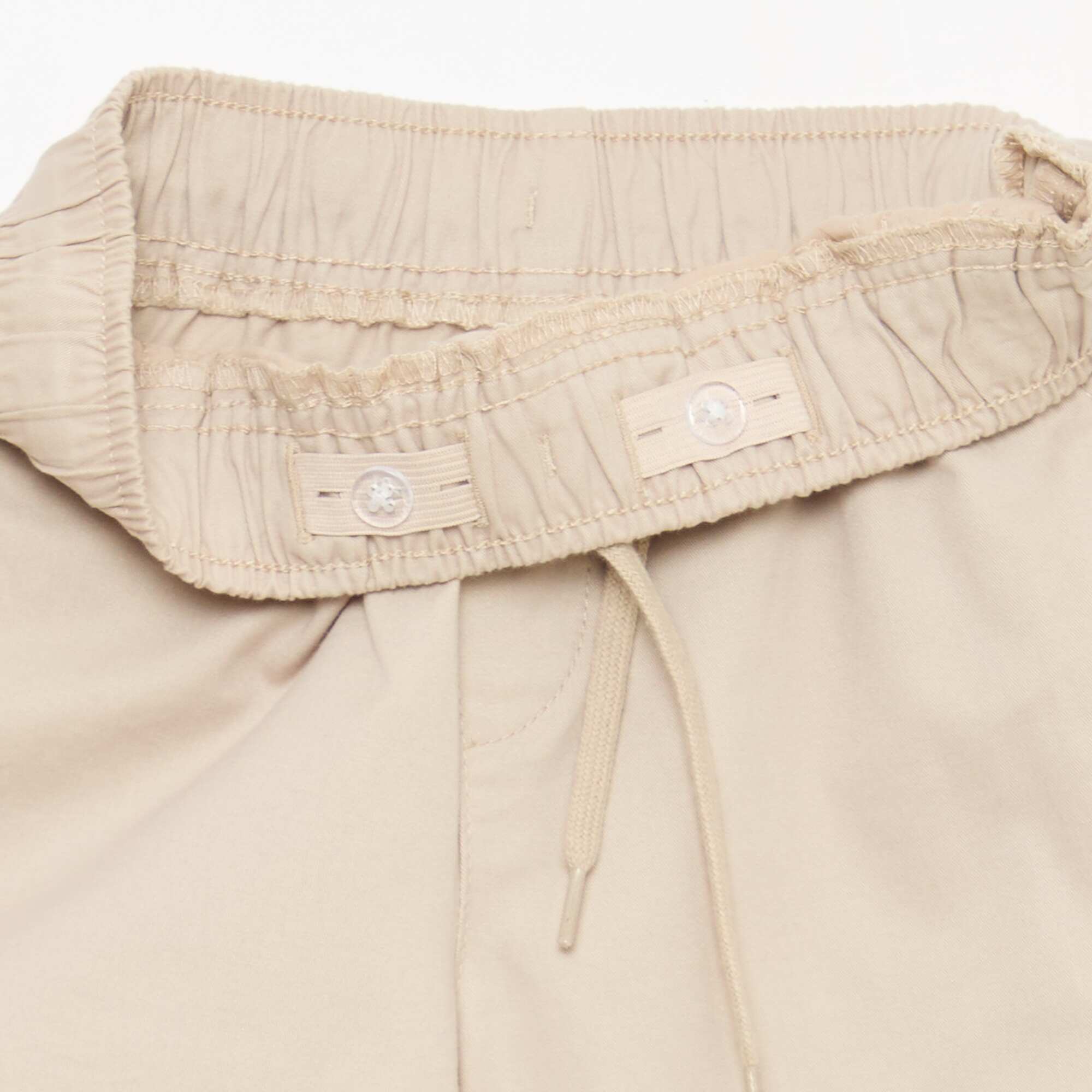 Plain Joggers with Cuffed Hems BEIGE - Image 4