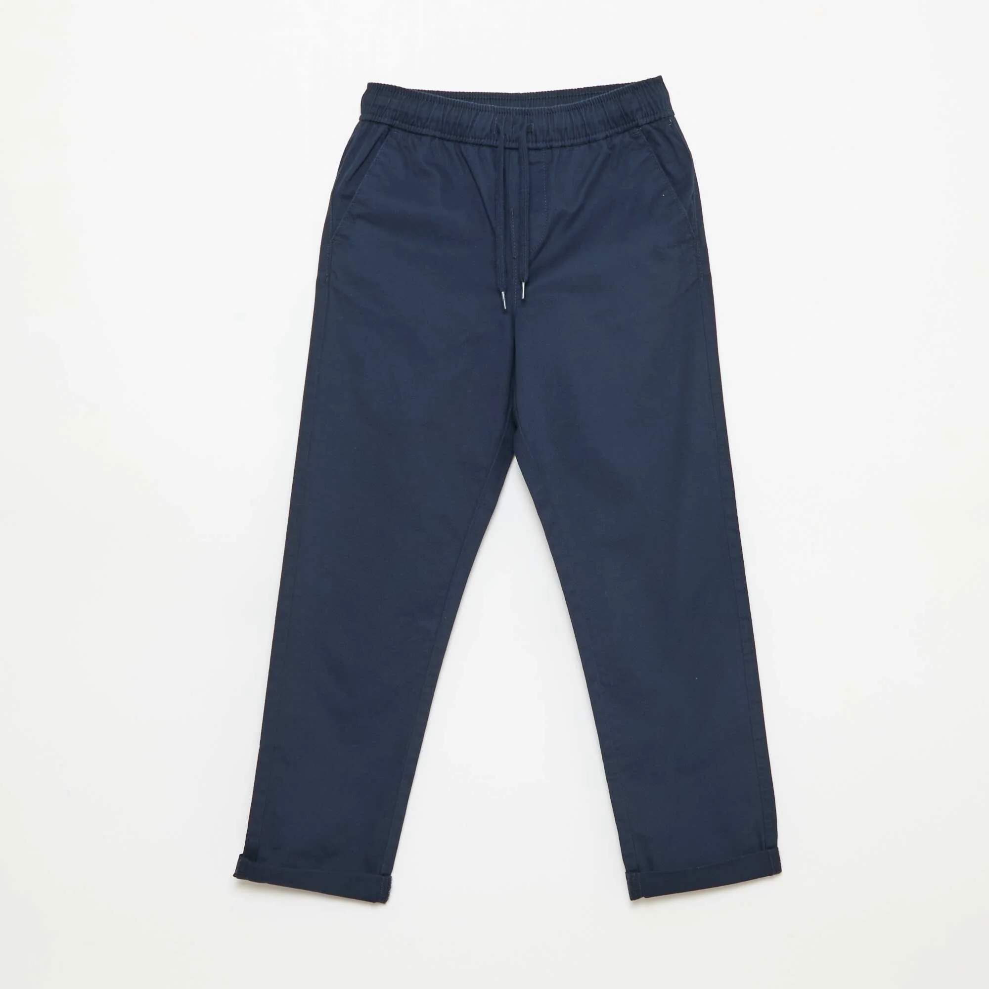 Plain Joggers with Cuffed Hems BLUE