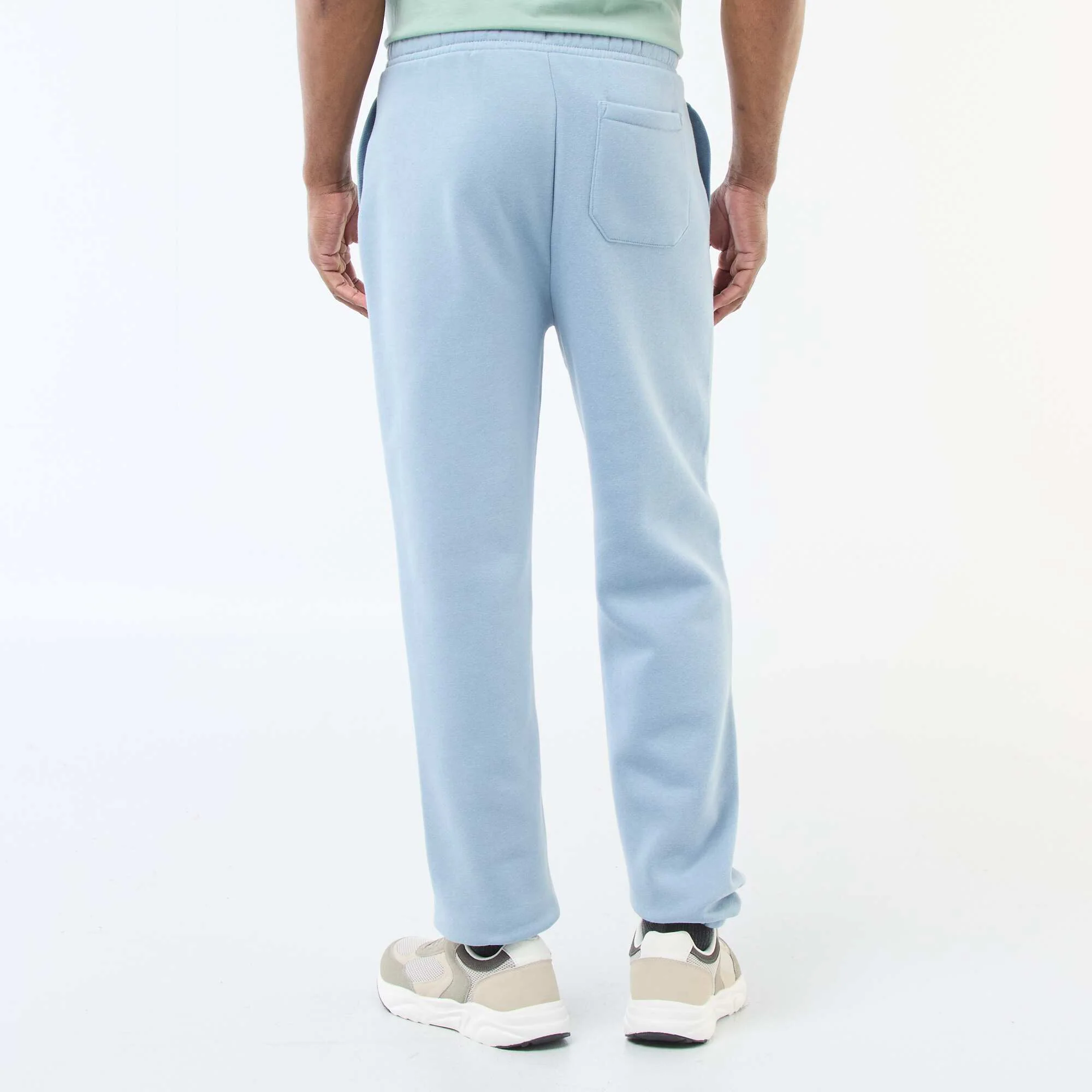 Plain joggers with drawstrings at the waist BLUE - Image 3