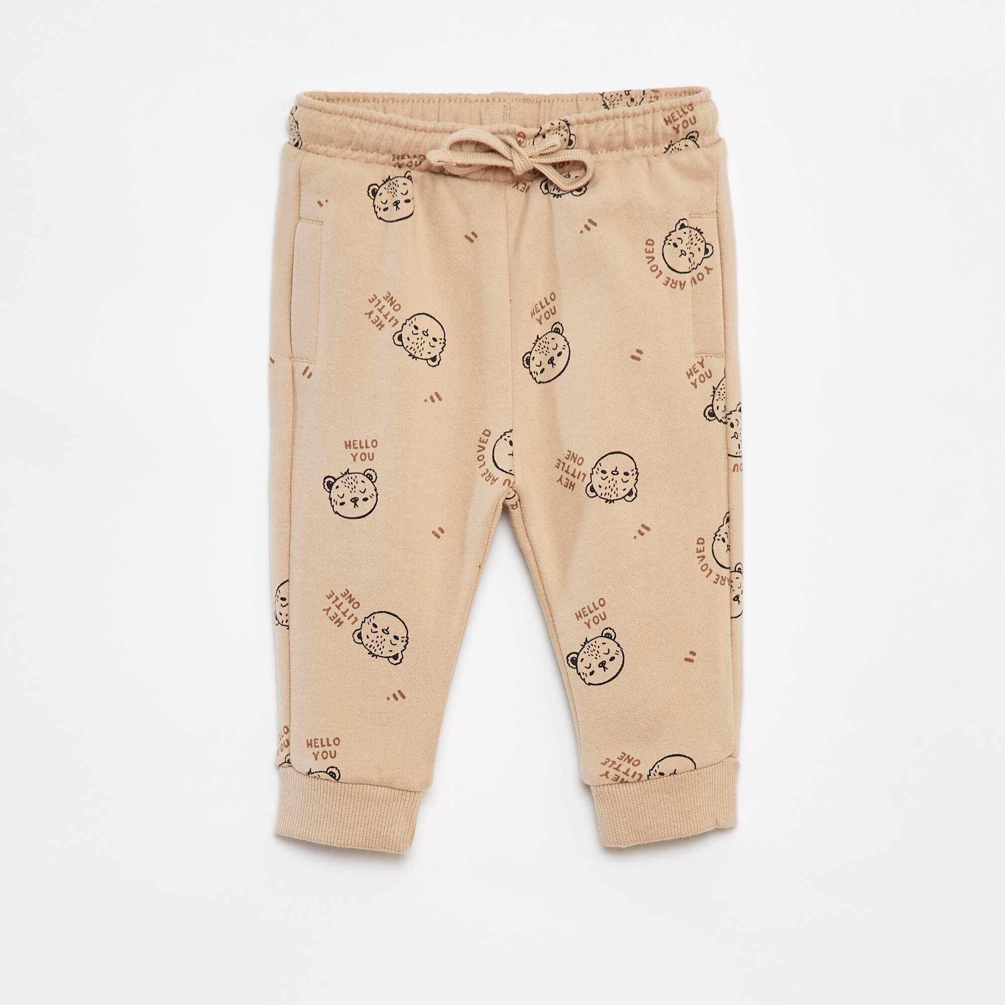 Plain joggers with elasticated waist BEIGE