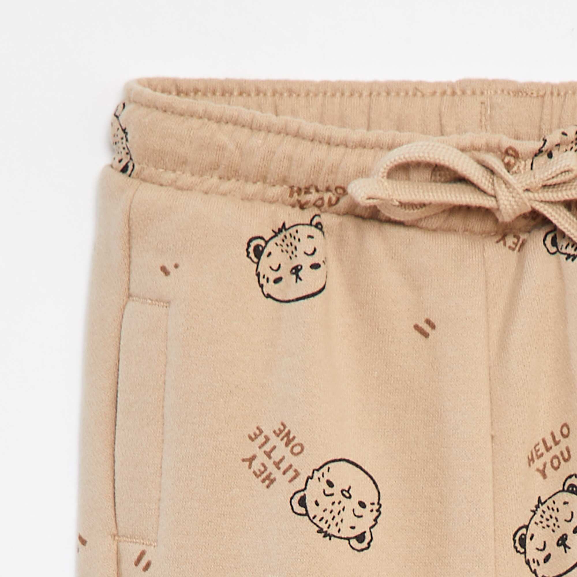 Plain joggers with elasticated waist BEIGE - Image 3