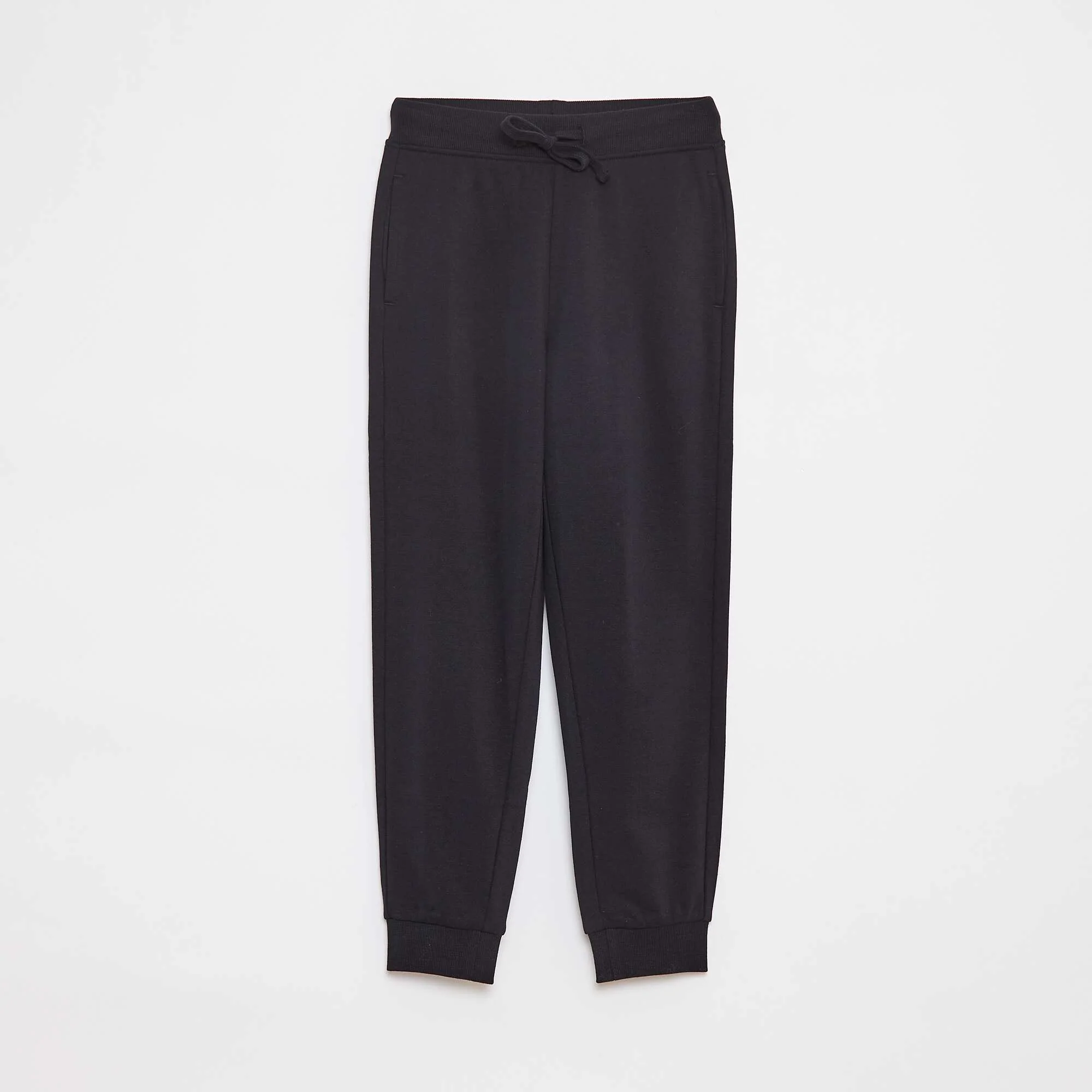 Plain joggers with elasticated waist BLACK