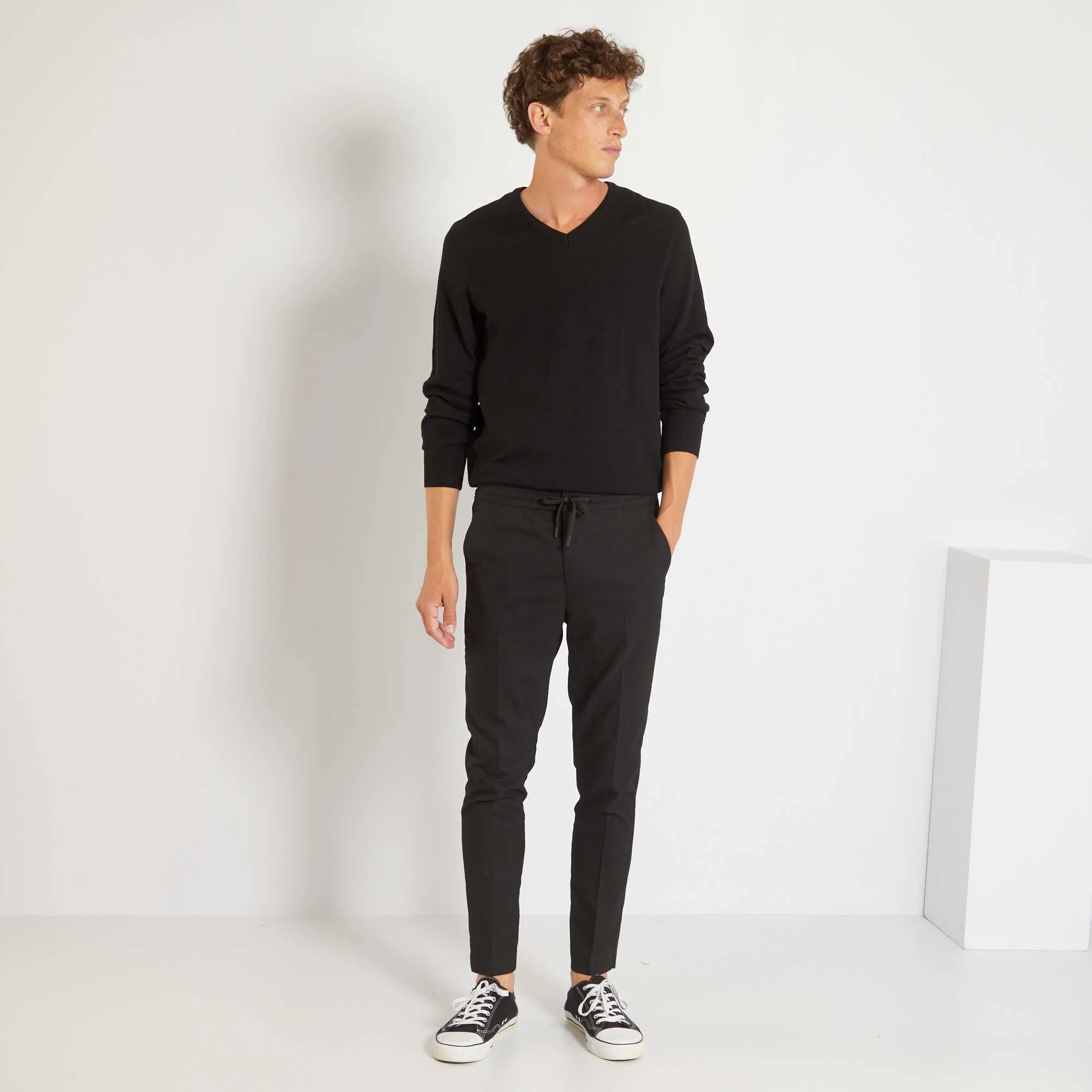 Plain knit basic sweater Black - Image 2